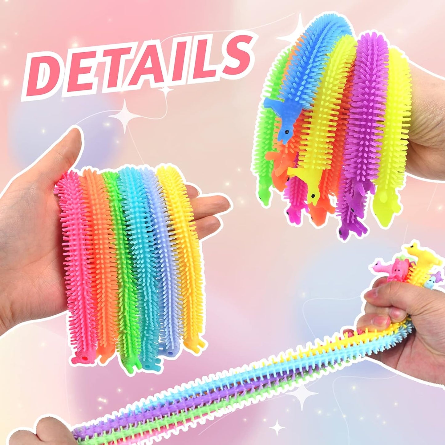 20 PCS Stretchy Fidget Toy,Colorful Stretchy Strings Fidget Toy,Sensory Fidget Worm Stretch Toys for Children's Day Gift,Kids,Adults,Boys,Girls,Stress Relief,Calming and Relaxing Present