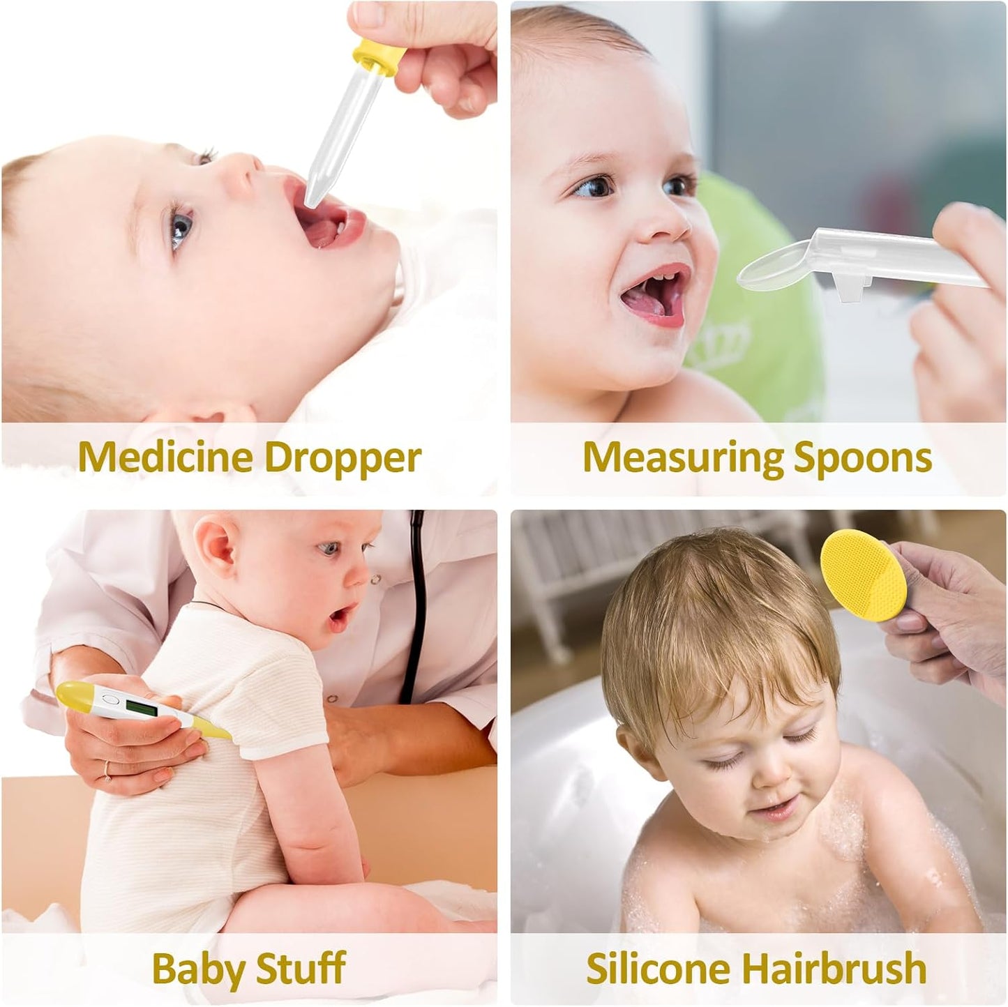 Baby Grooming Kit, Infant Safety Care Set with Hair Brush Comb Nail Clipper Nasal Aspirator,Baby Essentials Kit for Newborn Girls Boys (Yellow)