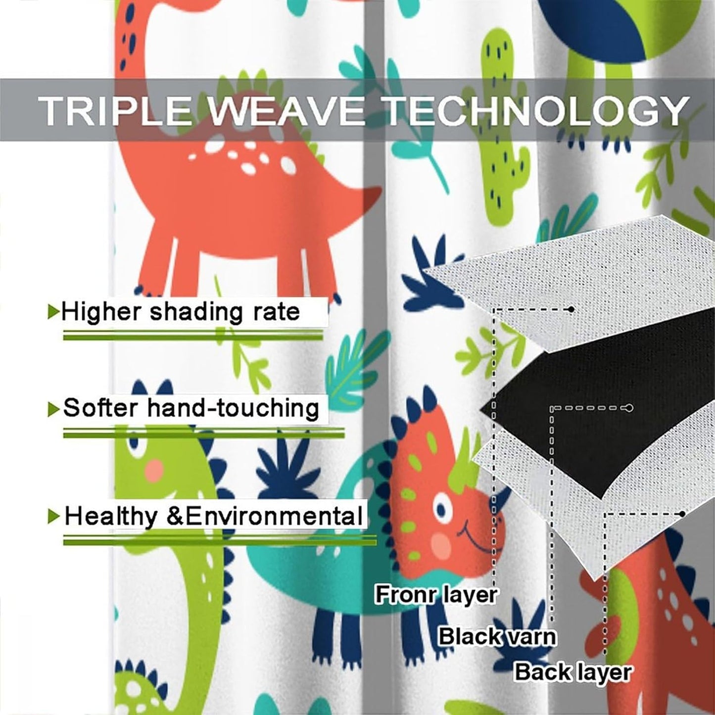 Rustic Dinosaurs Curtains Colorful Dino Kids Boys Cartoon Cute Cool Funny Decor Printed Blackout Rod Pocket Window Drapes for Living Room Bedroom W21xL63in 2 Panels