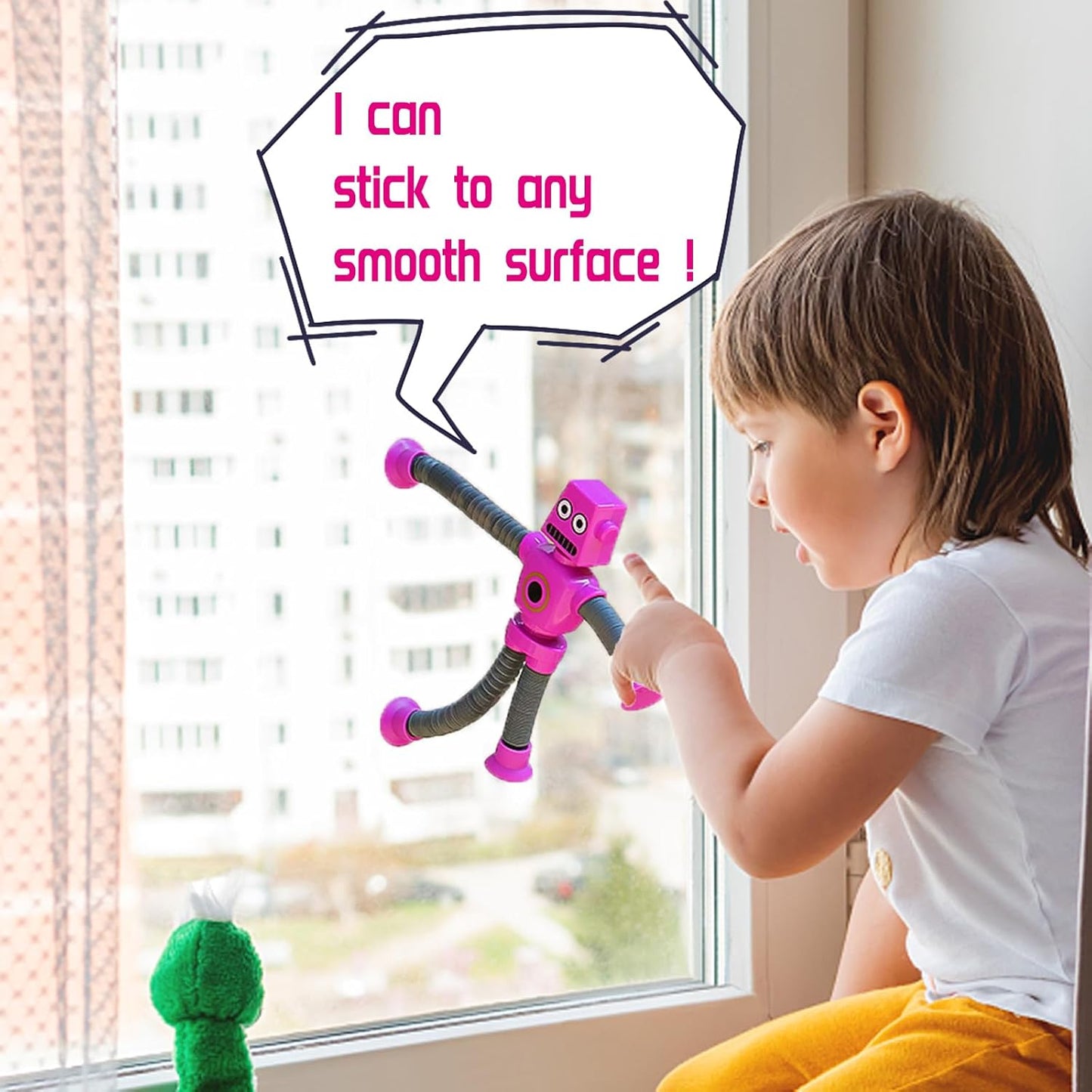 8PCS Pop Tubes Suction Cup Robot Toys Robot Pop Tubes Fidget Tubes Sensory Toys Pack Shape Changing Telescopic Tube Imaginative Play Stimulating Creative Learning Fidget Toys for Girls Boys