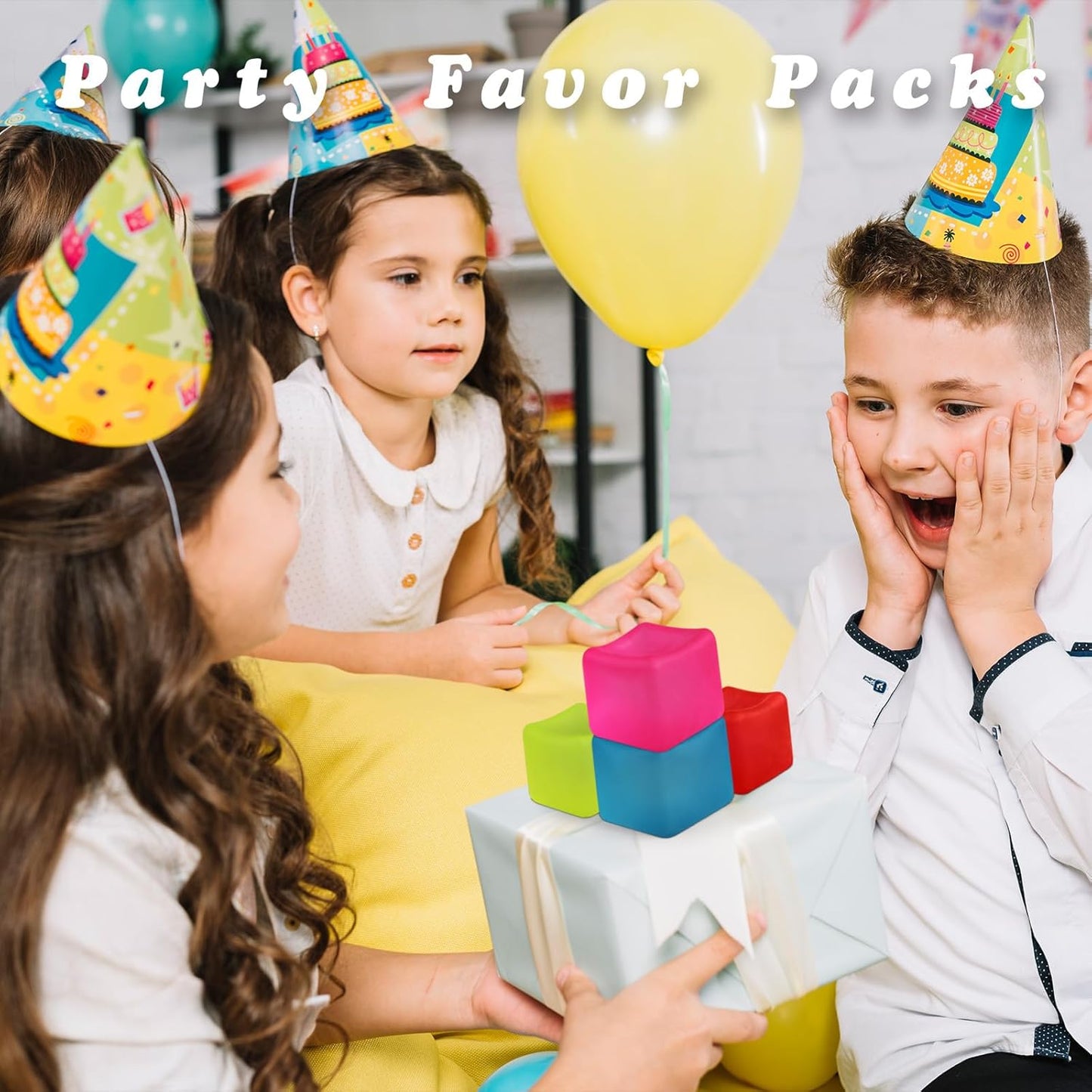 4Pack Slow Rise Squishy Square Cube Nice Stress Cube Gel Stress Balls for Adults, Malt Sugar Stress Balls, Fidget Ice Cube Squishy‘s - Relieve Anxiety/Autism/ADD/ADHD