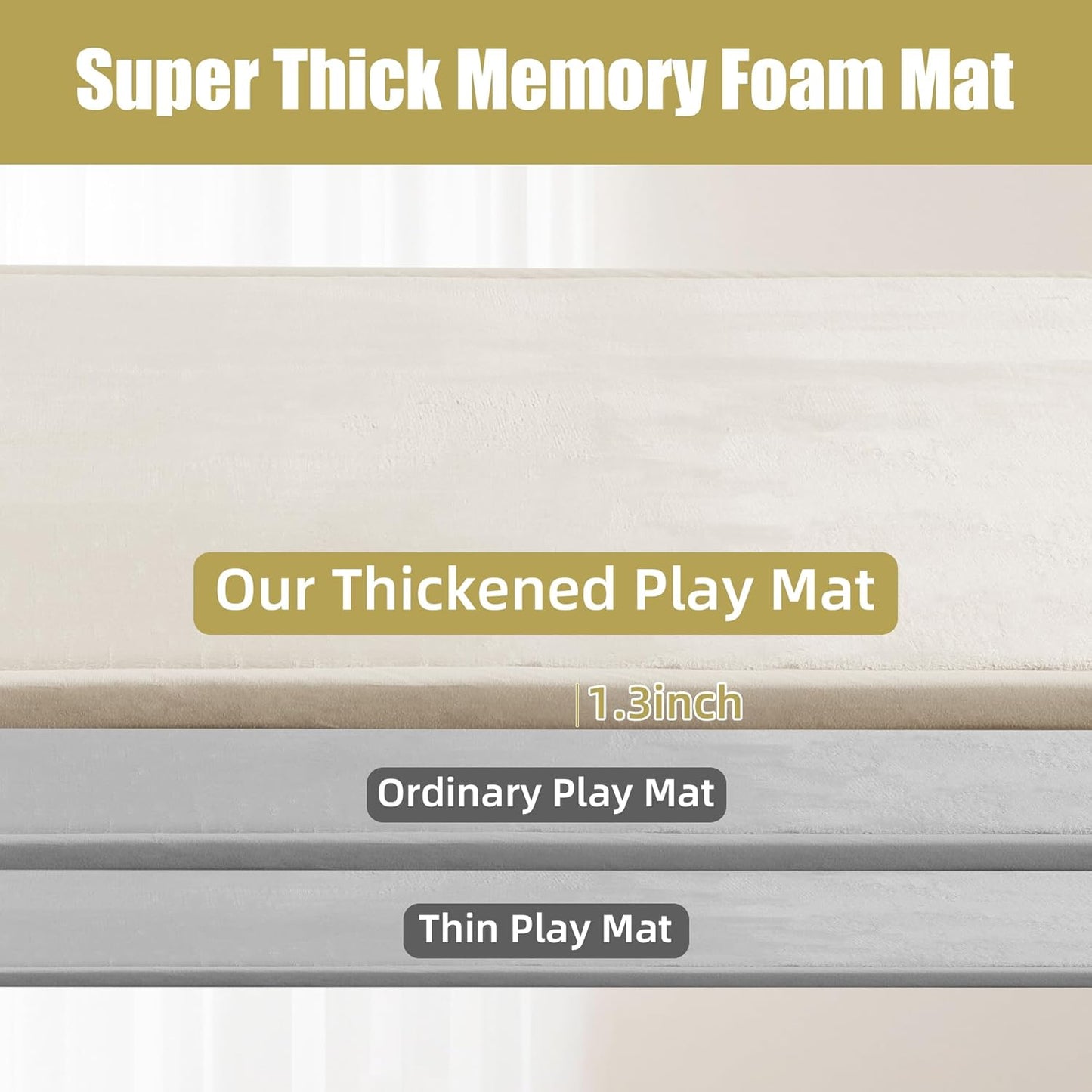 MABOZOO Extra Thick 1.3 Inch Baby Play Mat, 74 * 50 Inch Baby Floor Mat Memory Foam Playpen Pad for Babies, Toddlers, Infants, Playmat Crawling Cushion Activity Playmat for Indoor & Outdoor