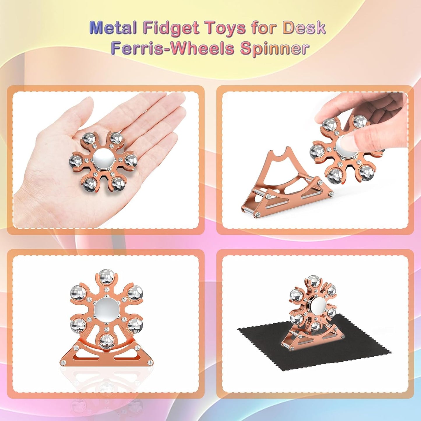 Desk-Fidget-Toys Ferris-Wheels-Spinner: Metal Kinetic-Fidget-Spinner 4mins, EDC-Toy Cool-Gadgets for School Office Christmas, ADHD Tools Gift Cool-Stuff Stress Relief Gift for Kid Children Teen Adult