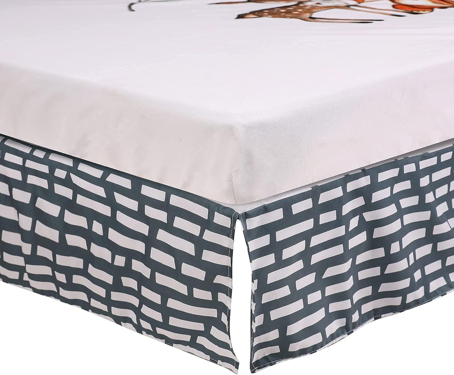 PINNKKU 3-Piece Crib Bedding Set for Boys, Includes Crib Skirt, Blanket, Sheet, Woodland Animals, Standard Size