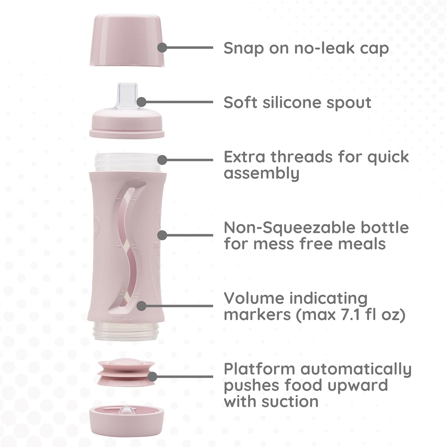 Subo Baby Food Bottle | No Mess Baby Toddler Self Feeder | Squeeze Free Design for Purees, Smoothies, Yogurt, Oatmeal, or Thickened Liquids | Reusable Silicone Washable Cup (Musk)