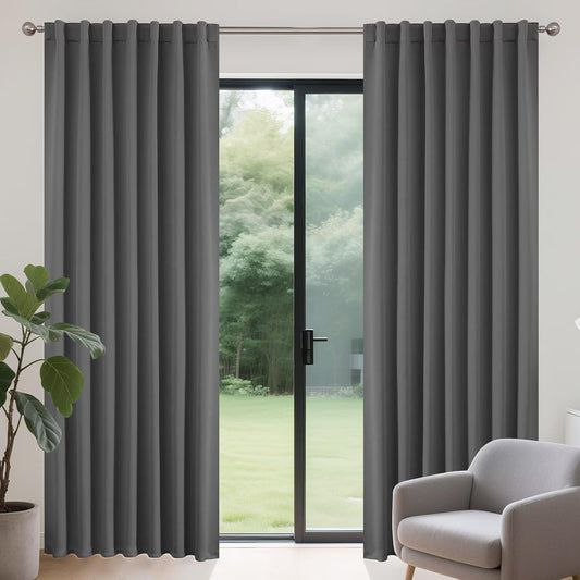 Joydeco Blackout Curtains 96 Inches Long, Thermal Insulated Black Out Curtains 2 Panels Set for Bedroom, Room Darkening Drapes for Living Room Window (W52 x L96 Inch, Light Grey)