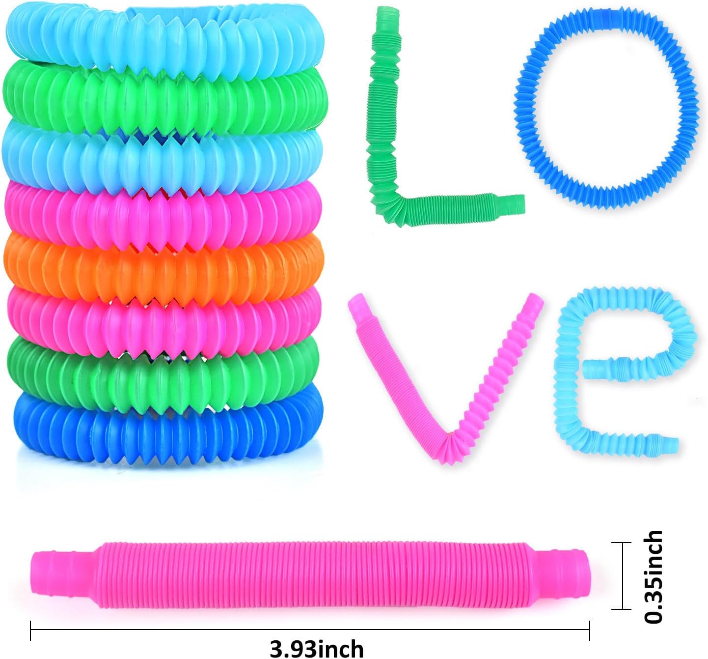 24Pack Pop Tubes Sensory Toys, Fidgets Toys & Party Toys for Kids, Fine Motor Skills Learning Toddler Toy, Perfect Preschool Boy Girl Gifts Creative, Autism and Anxiety Disorders for Kids.