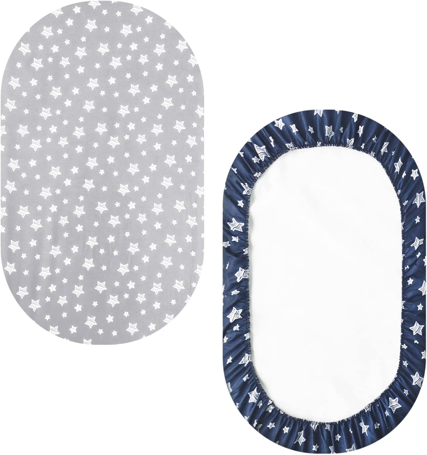 Bassinet Sheets Set 4 Pack for Baby Boy, Universal Fit for Oval, Hourglass and Rectangular Mattress, Navy