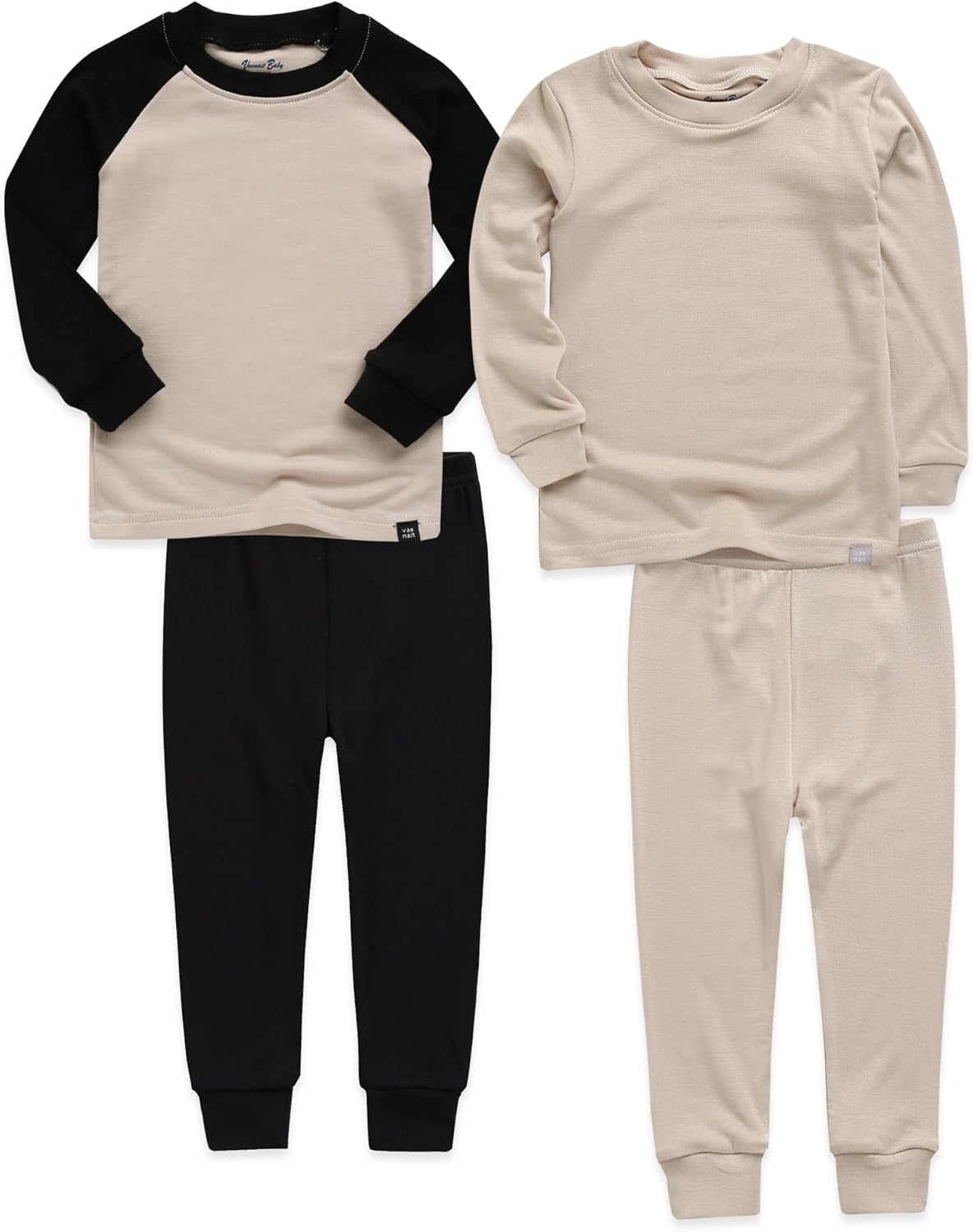 VAENAIT 6M-12Y Toddler Kids Girls Boys Soft Comfy Modal Tencel Solid Raglan Sleepwear Pajamas Pjs 2pcs/4pcs Set