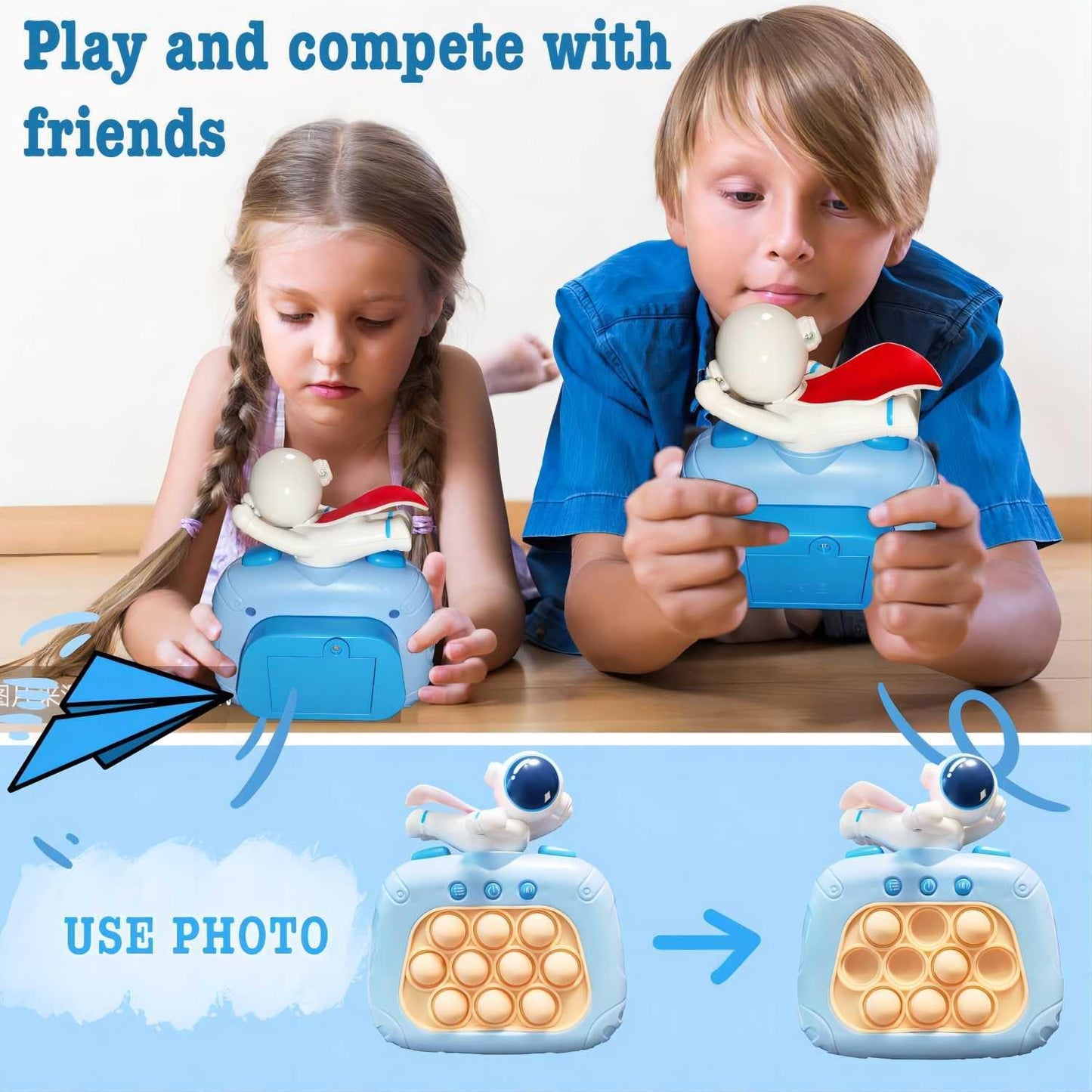 Pop Fidget Toys Handheld Game for Teens, Push Bubble Light up Puzzle Game Machine & Best Gifts for Kids, Quick Push Games Educational Sensory Toys, Stress Relief Party Favors Toy Age 3-12… (Spaceman)