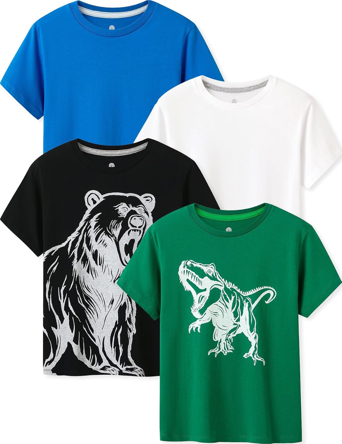 LAPASA Kids T-Shirts Short Sleeve (4 Pack) 100% Cotton Plain Top Tees Boy & Girl Unisex Toddler Children Tie Dye Summer K01