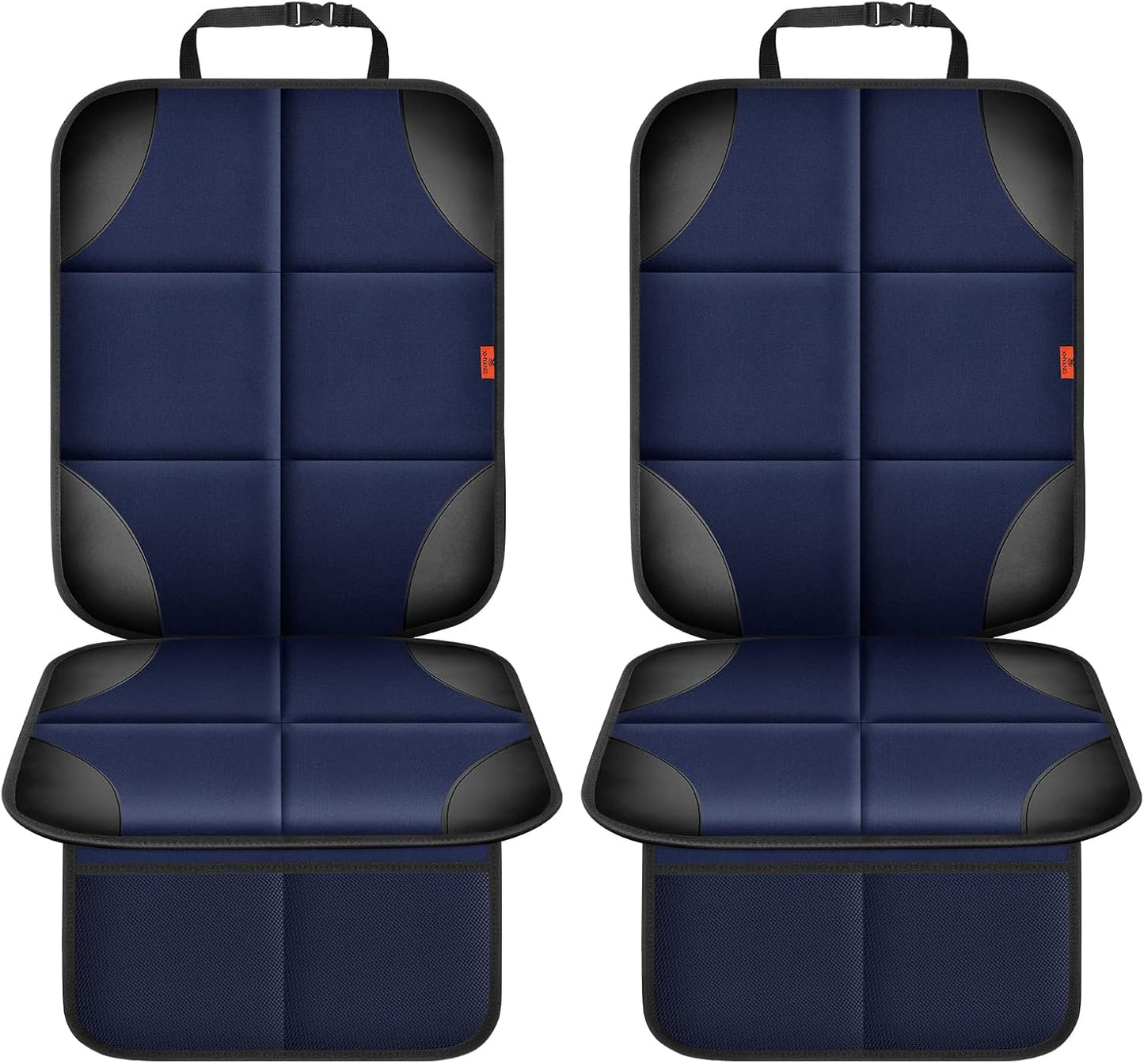 Car Seat Protector 2 Pack Car Seat Cushion Mat Thickest Padding,Waterproof 600D Fabric Car Seat Covers for Non-Slip Backing Mesh Pockets for Baby and Pet (Blue, 2 Pack)