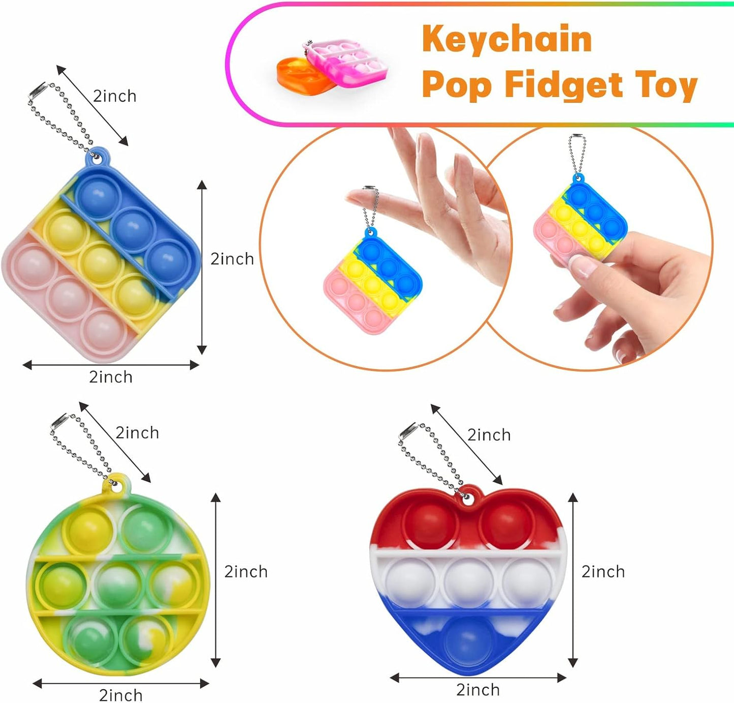 24 PCS Pop Fidget Toys Bulk Its Party Favors for Kids Toys 3 Shape Mini Pop Keychain It Birthday Goodie Bag Stuffers Fidgets for Kids Classroom Prizes End of Year Student Gifts Sensory Fidget Toy Pack
