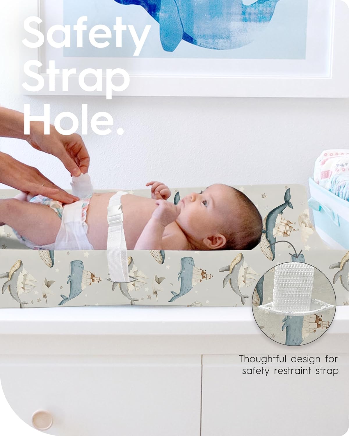 Premium Soft Boho Changing Pad Covers for Girls & Boys - Stretchy Jersey Sheets - Fits Standard Changing Tables - 2 Pack (Whale Dreams)