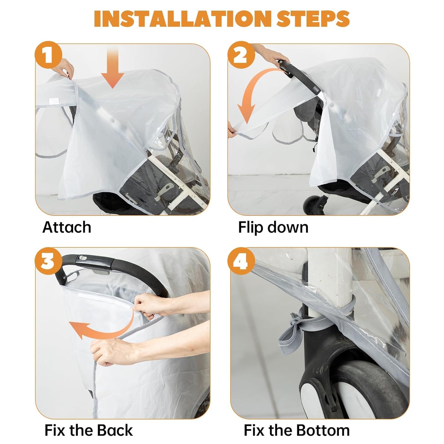 Breathable Stroller Rain Cover Compatible with Graco for Baby-Windproof, Waterproof, Protect from Sun Dust Snow,Clear Stroller Accessories