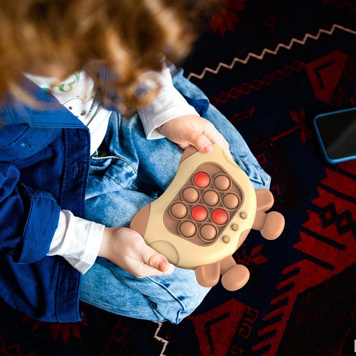 Fast Push Bubble Game, Quick Push Game Light Up Pop Fidget Game Toys, Handheld Game Sensory Fidget Toys for Kids 6-12, Xmas Birthday Gifts for Boys Girls Teens (Brown)