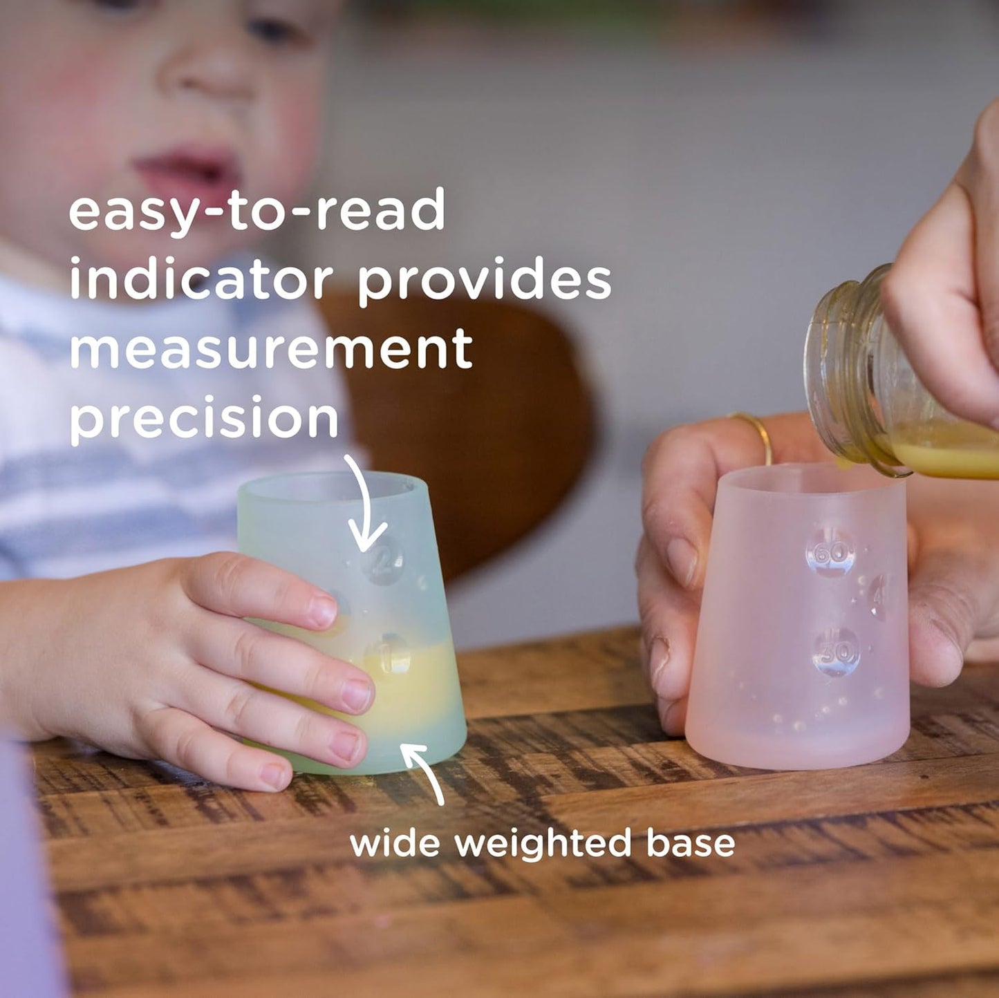 Olababy First Cup | Clear Sense 100% Silicone Infant Trainer Cup | 2oz Medicine Cup for Newborn | Non-Slip & Sloping Design for Tiny Hands & Baby Led Weaning (Coral/Lemon, 2 Cups)