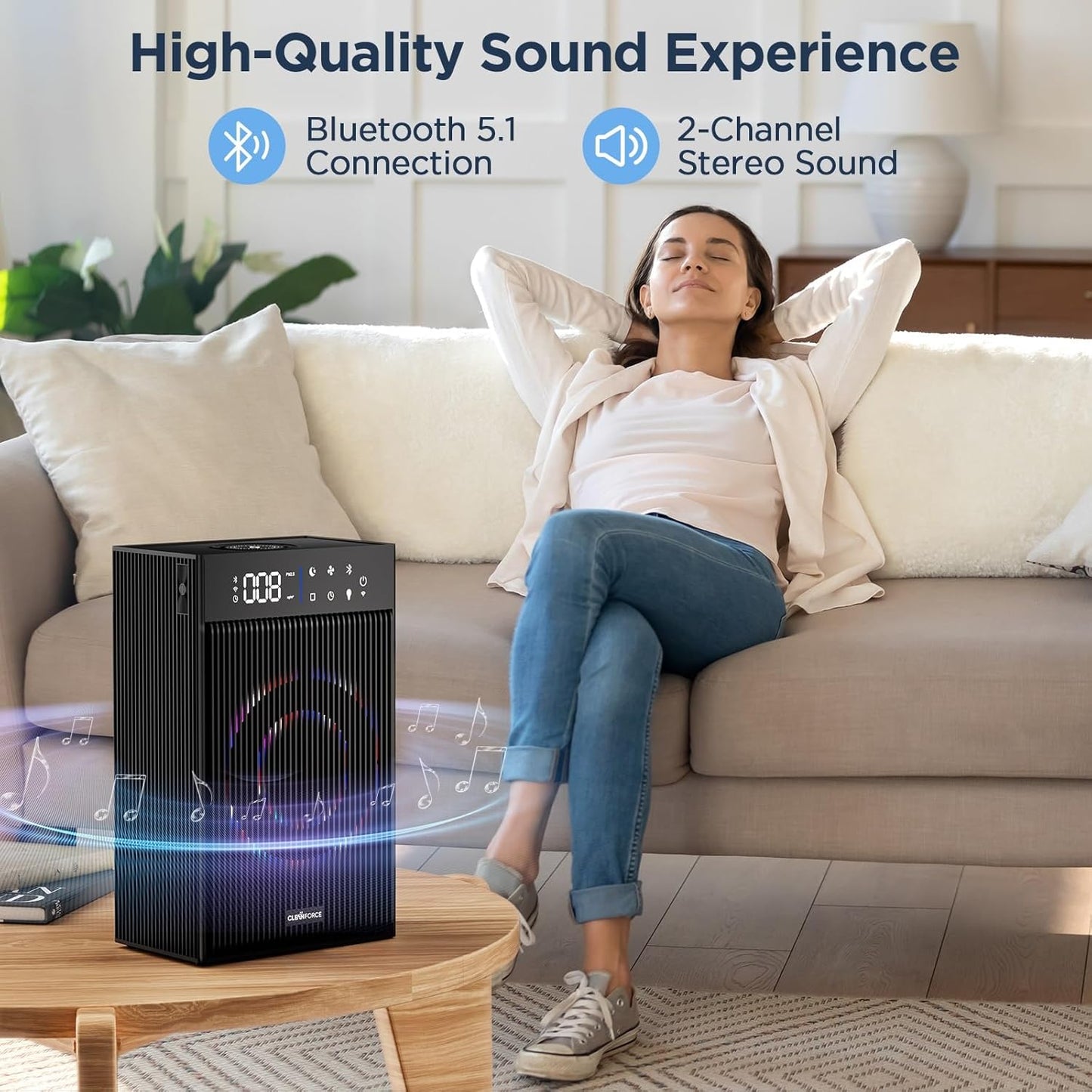 CleanForce Rainbow Cube | World’s First 4-in-1 Space-saving Air Purifier with Bluetooth Speaker, Wireless Charger & Aroma Diffuser | Swiss Tech，over 900ft² Coverage | Ultra-Quiet