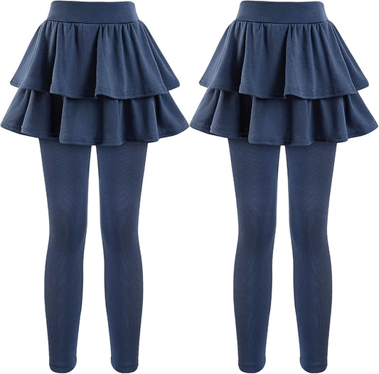 Girls School Uniform Pants Leggings with Skirts Stretch Warm Jegging 4-12 Years