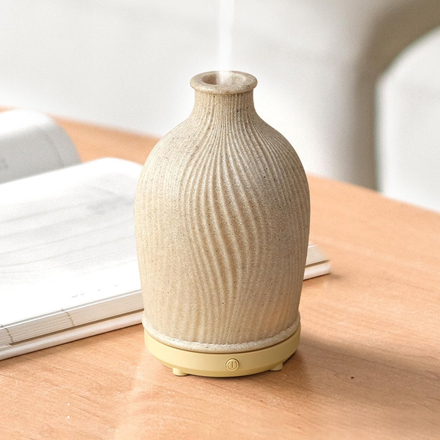 Aromatherapy Essential Oil Diffuser Art Resin Aroma Diffuser with Warm Light 80ML Cool Mist Humidifier Waterless Auto Shut-off for Home,Baby Bedroom,Office