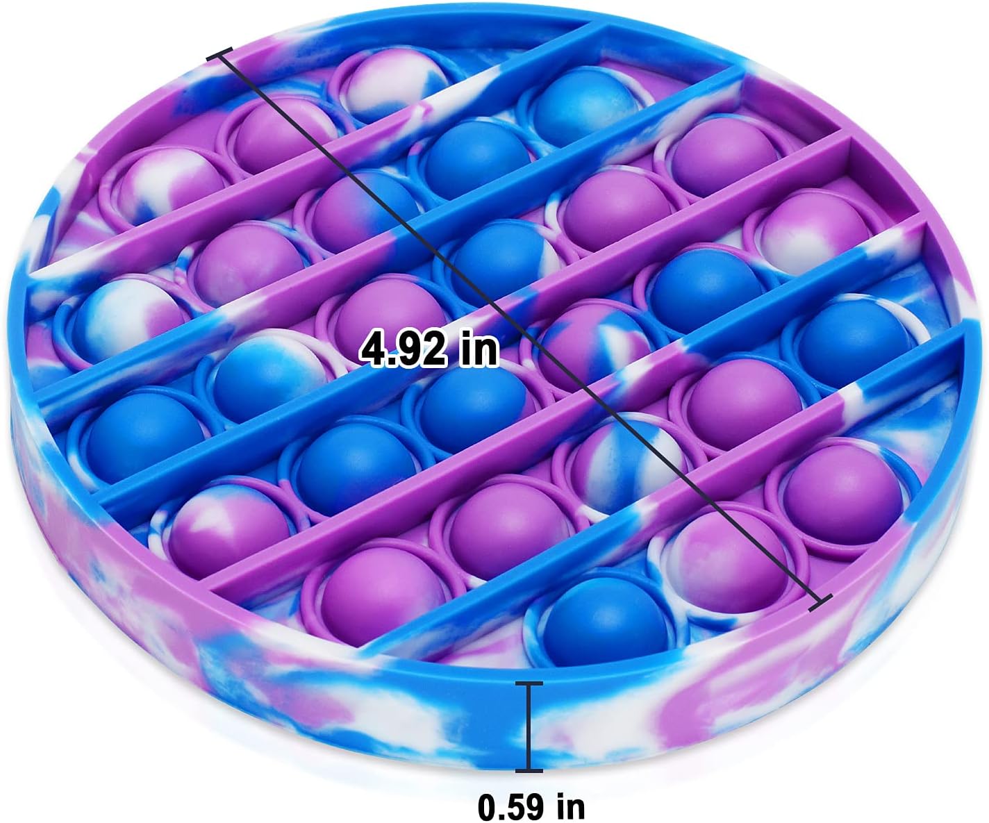 Pop It Fidget Toys - Bubble Tie Dye Fidgets Toys for Anxiety - Sensory Toys for Autism - Stress Relief Toys for Kids with ADHD - Food Grade Silicone 3 Pack Set, Push Pop Fidget Toy (Round)