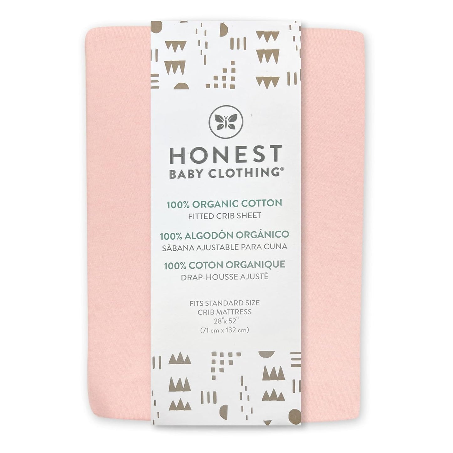 HonestBaby Unisex-Baby Fitted Crib Sheets Set Standard Mattress, 100% Organic Cotton Baby Boys, Girls, Neutral, 1 Pack - Jumbo Leaf Sage, One Size