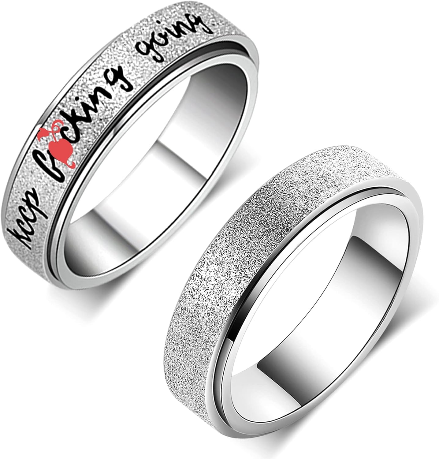 Anxiety Ring for Women Men, Titanium Stainless Steel Spinner Ring, 5 Colors, 6MM, Size 6-10, 3 Styles Anxiety Ring-Moon Star, Sandblasted Finished, Hollow Outer