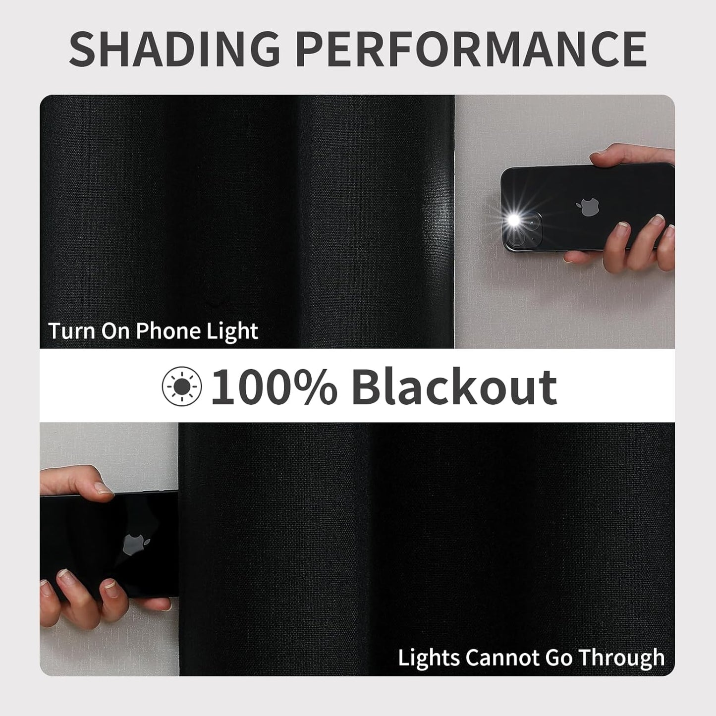 Joydeco Blackout Curtains 108 Inches Long 2 Panels Burg, Room Darkening Curtains for Bedroom, 100% Black Out Textured Thermal Drapes Privacy Protection 2 Panels Set(W52 x L108 Inch, Black)