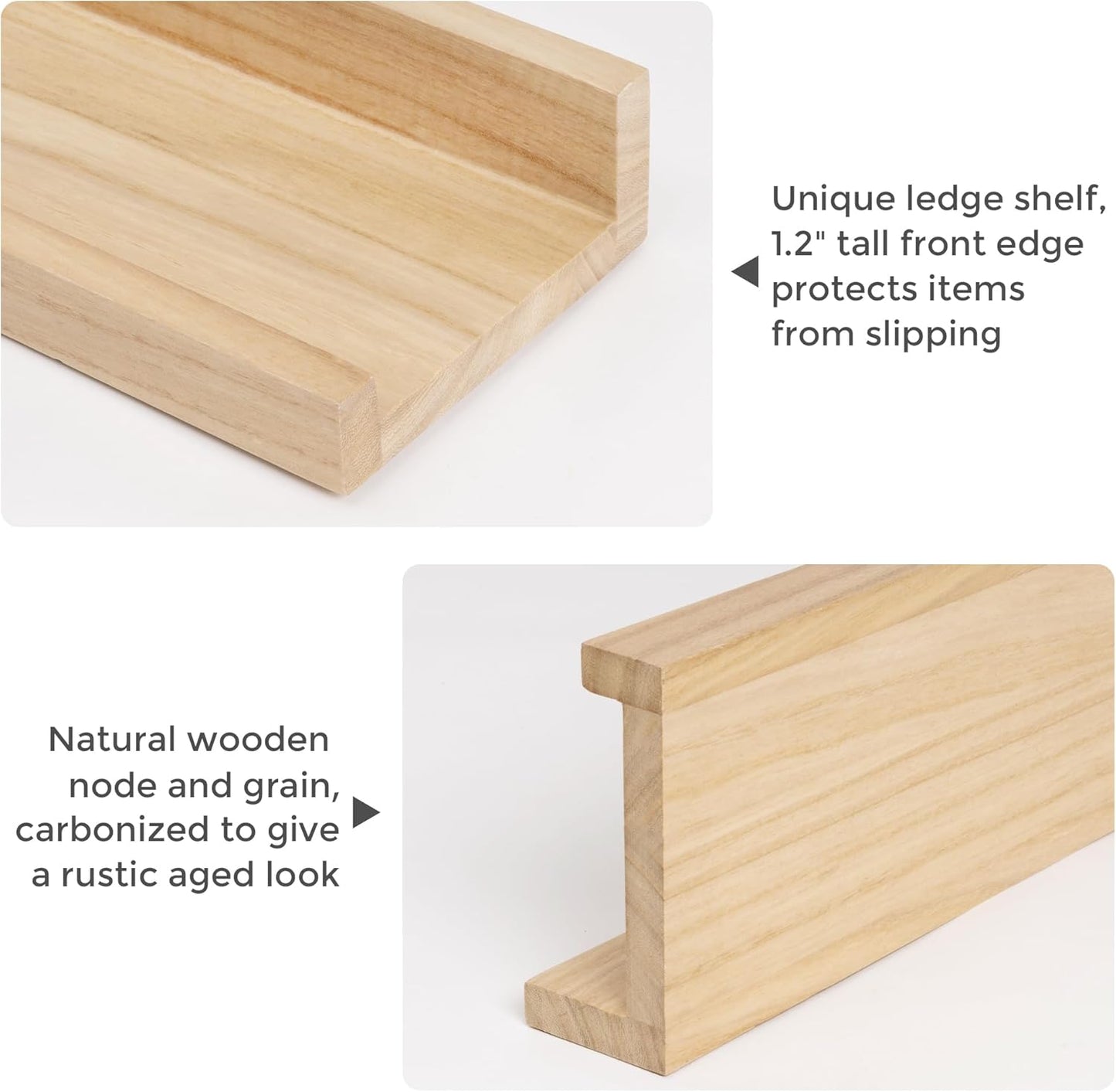 Picture Ledge Shelf, Floating Shelves Set of 4, 36 Inches Nursery Book Shelves for Toys Storage, Kids Bookshelf Wall Mounted for Living Room Bedroom Decor Books Photo Frames, Natural