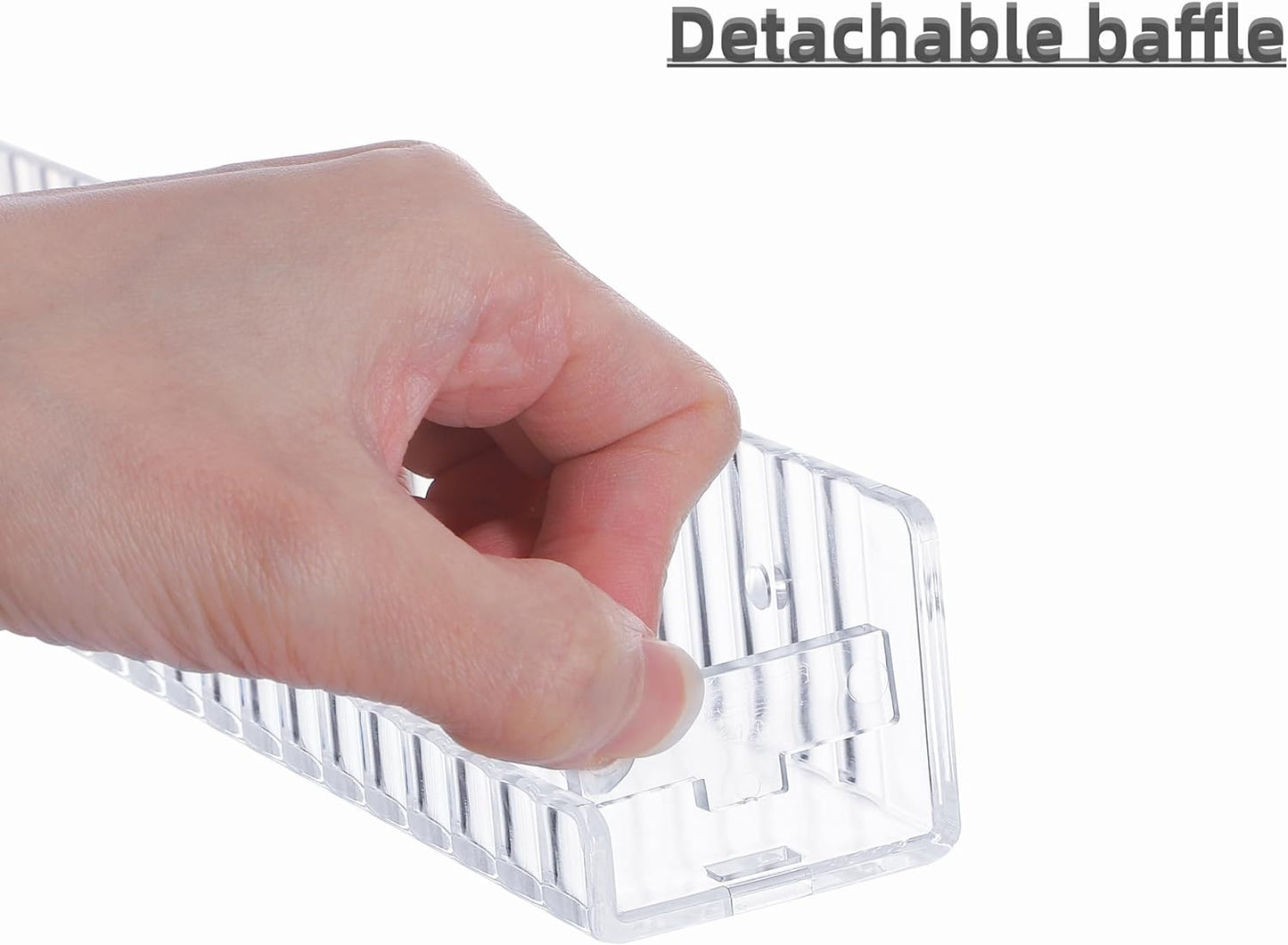 IEEK 6 PCS Acrylic Floating Bookshelf for Kids Room,15 Inch Modern Picture Ledge Display Shelf with Detachable Baffle,Nail Polish Rack Vertical Striped Wall Shelves for Wall Decor and Storage,Clear