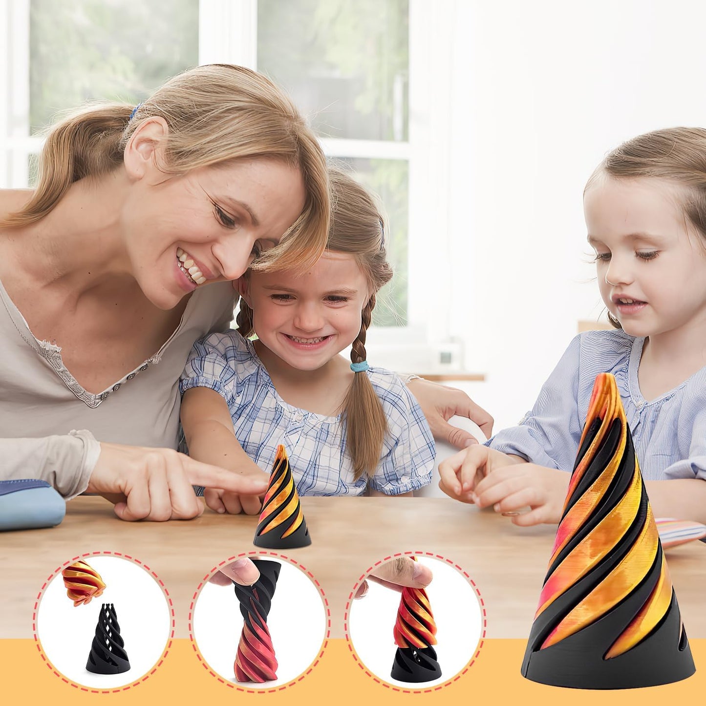 Impossible Cone,Impossible Pyramid Passthrough Toy,Spiral Cone Fidget Toy, 3D Printed Spiral Cone Toy,Mini Cones Pass Through Pyramid Fidget Toy for Stress and Anxiety Relaxing