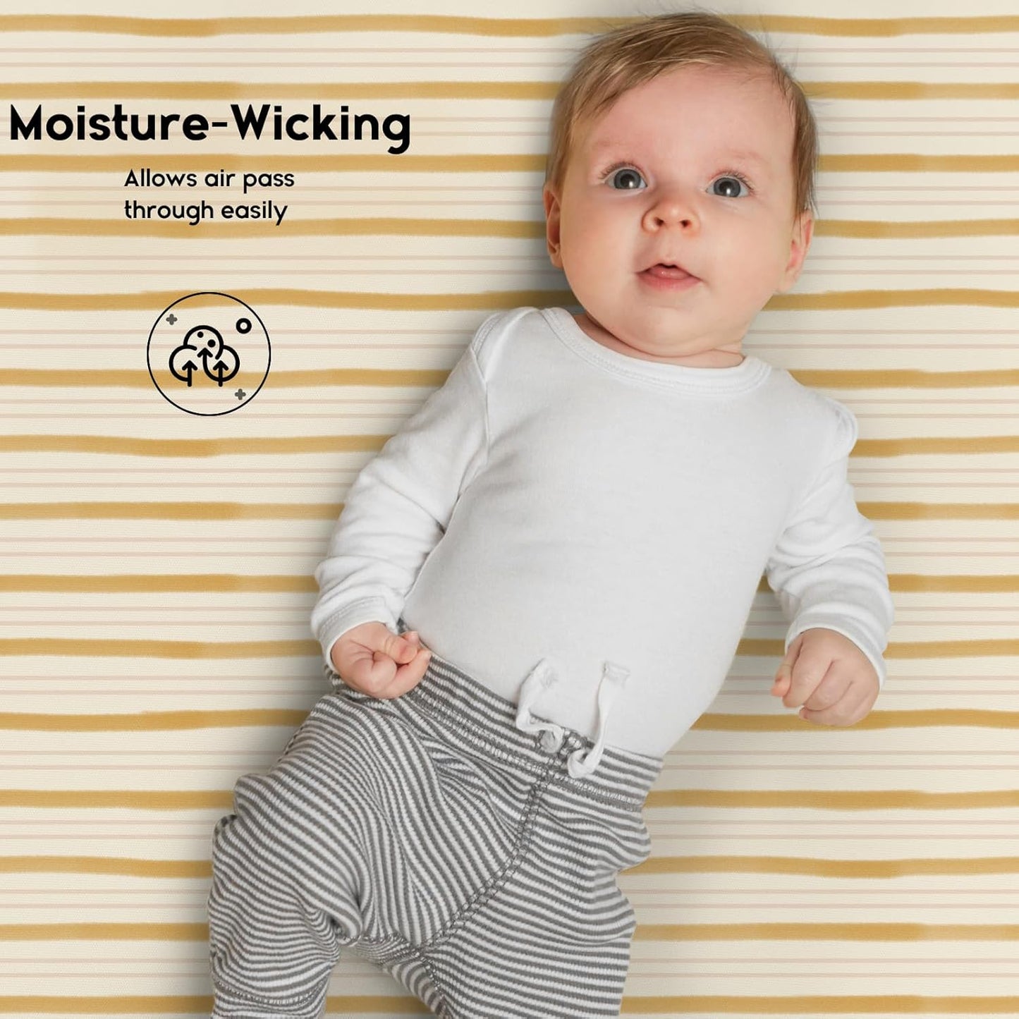 Yoofoss Pack and Play Sheets Fitted, Mini Crib Sheets 2-Pack for Pack N Play Mattress, Stretchy Playard Sheet, Soft and Breathable (Brown+Stripe)