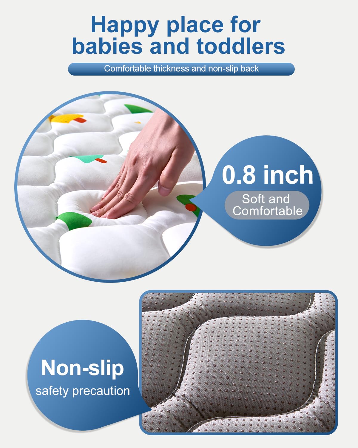 Odorless Premium Foam Baby Play Mat 79" x 63", Soft Microfiber Fabric Crawling Mat for Floor- Comfortable and Hypoallergenic, Non-Slip Cushioned Floor Playpen mat for Infants,Babies,Toddlers