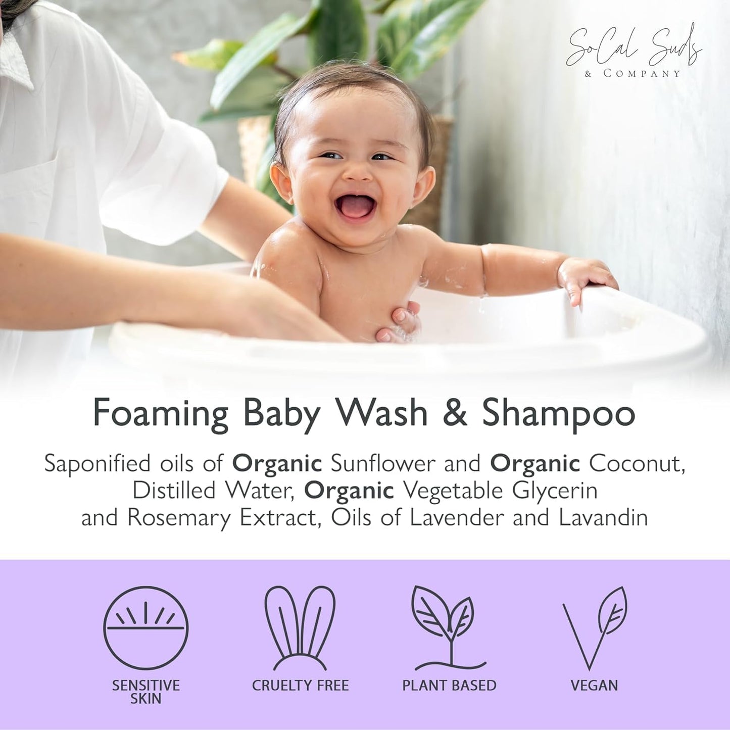 SoCal Suds & Company 2oz Organic Foaming Baby Wash & Shampoo - Lavender