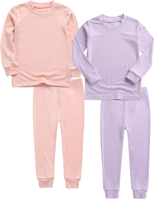 VAENAIT 6M-12Y Toddler Kids Girls Boys Soft Comfy Modal Tencel Solid Raglan Sleepwear Pajamas Pjs 2pcs/4pcs Set