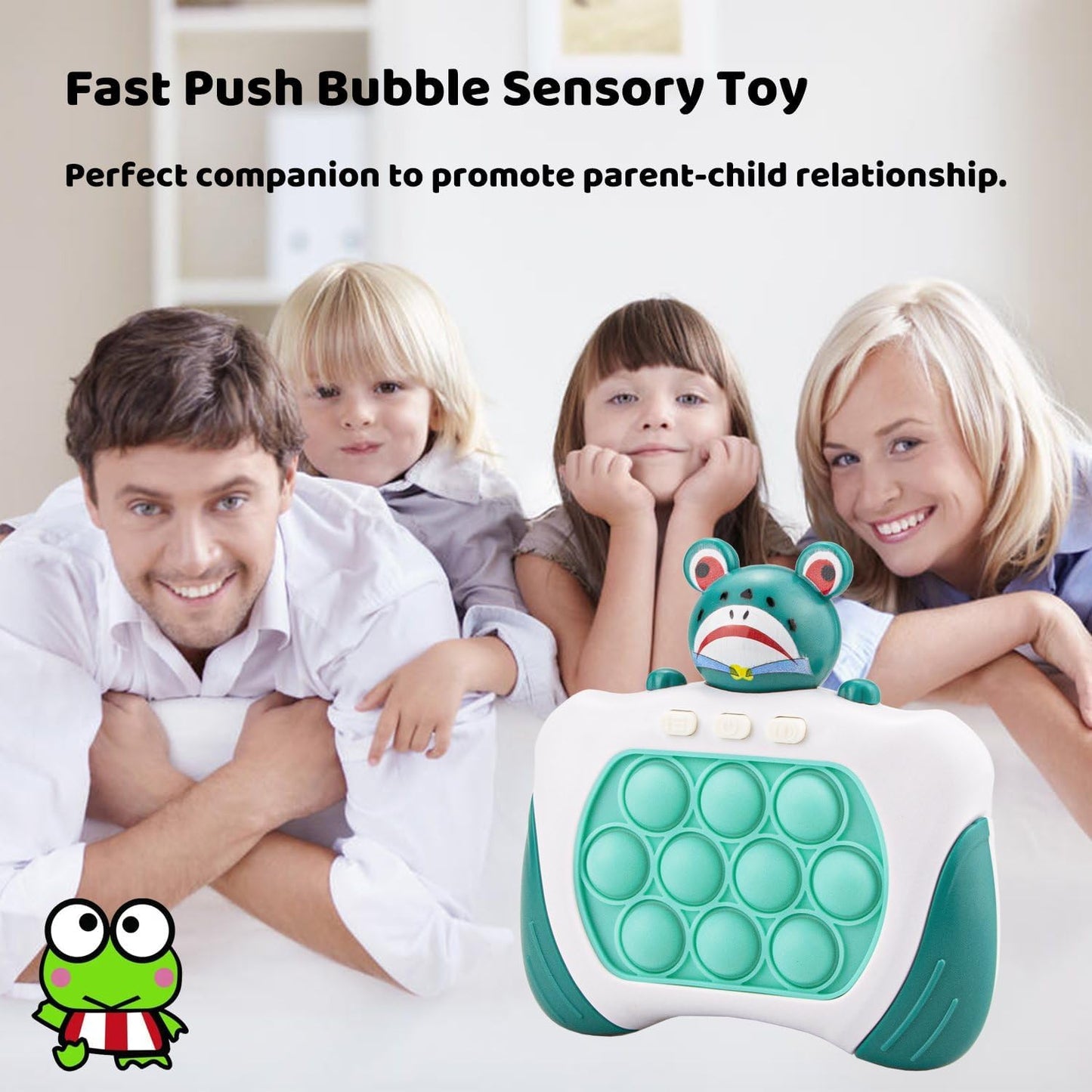 Fast Push Bubbles Pop Fidget Toy It Game, Quick Push Light Up Pop Interactive Sensory Toy, Fast Push Button Game for Kids Adult, Stress Relief Handheld Game Present Toy for 3 4 5 6 7 Year Boy Girl