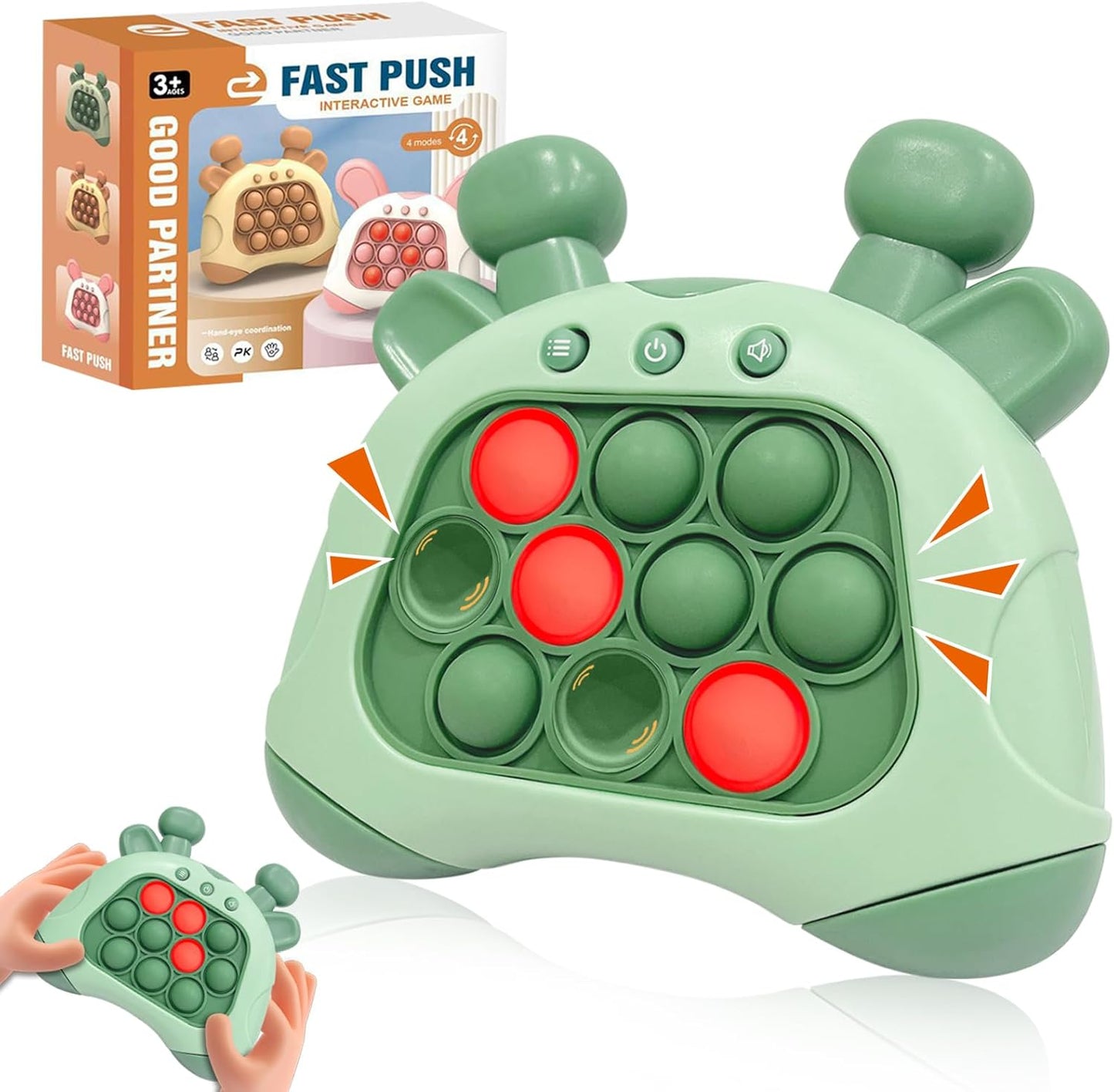 Quick Push Pop Games, St. Patrick's Day Pop Pro Light Up Fidget Toys Game, Stress Relief Decompression Push Puzzle Game Console Toys Bubble Pop Fidget Game Controller Handheld Travel Game Toys