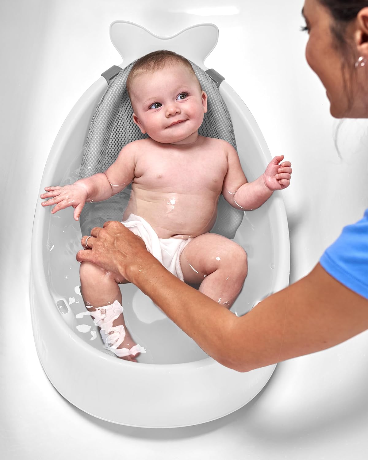 Skip Hop Infant Bath Tub 3-Stage Grow With Baby Smart Sling MOBY Bathtub White Age 0+