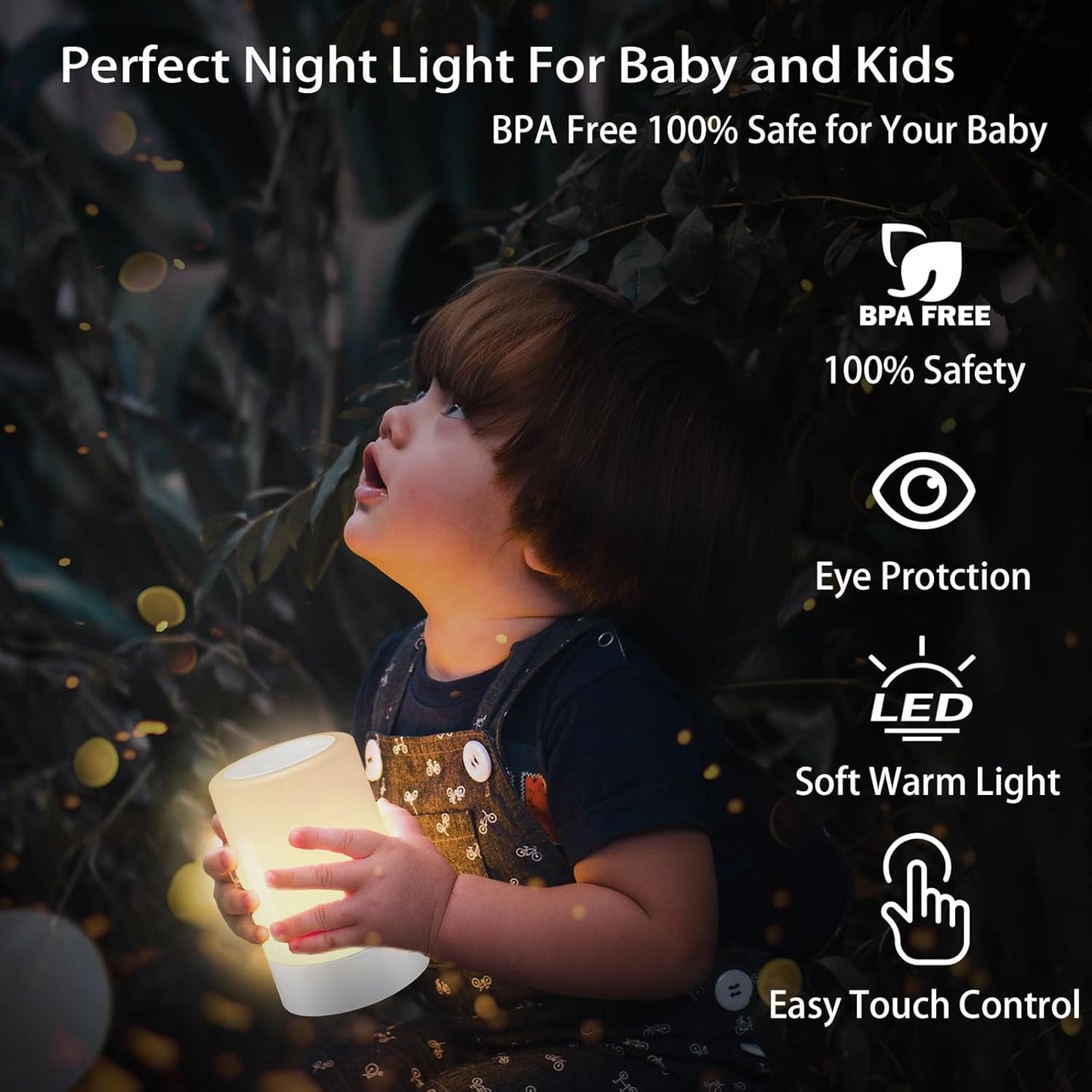 G Keni Nursery Night Light for Baby, Portable LED Touch Night Lamp for Kids and Adult, Breastfeeding, Sleep Aid, USB Rechargeable Nursing Lamp, Bedside Dimmable Warm Night Light, Soft Eye Caring