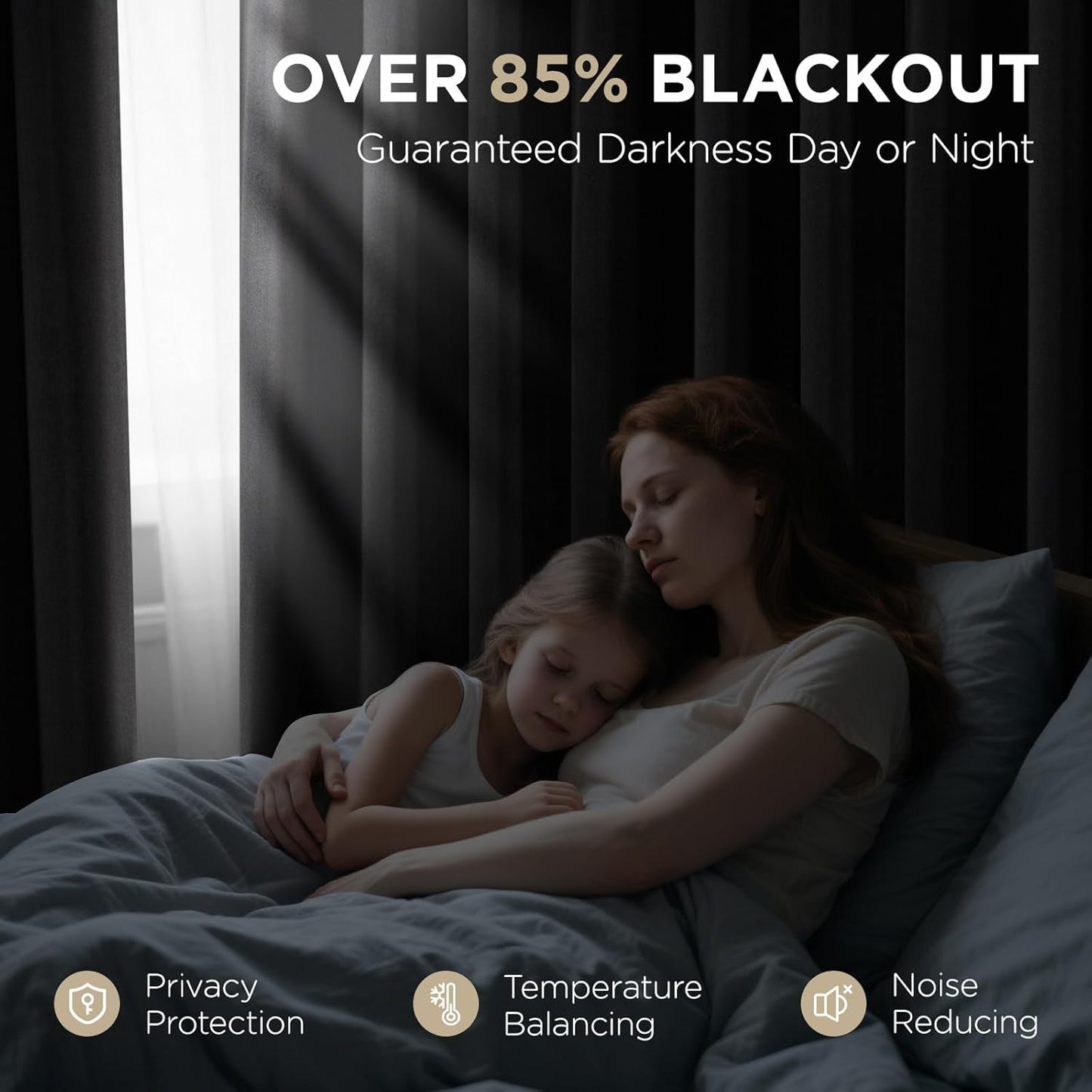 Joydeco Blackout Curtains 45 Inch Length 2 Panels Set, Thermal Insulated Long Curtains& Drapes 2 Burg, Room Darkening Grommet Drapes for Living Room Bedroom Window (W52 x L45 Inch, Black)