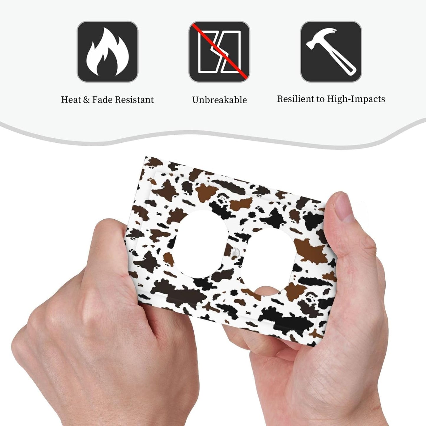 Outlet Covers Rustic Cowhide Highland Cow Milk Cow 1 Gang Duplex Light Switch Cover Decorative Switch Plates Electrical Receptacle Faceplate Wall Plate For Farmhouse Home Decor