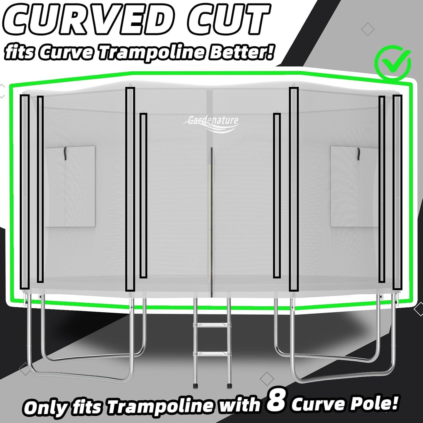 Gardenature 10FT/12FT/14FT Trampoline Tent(Tent Only), Fit Round Trampolines, Shade Cover with LED Light, Outdoor Trampolien Accessories, Anti-Tear, Beige