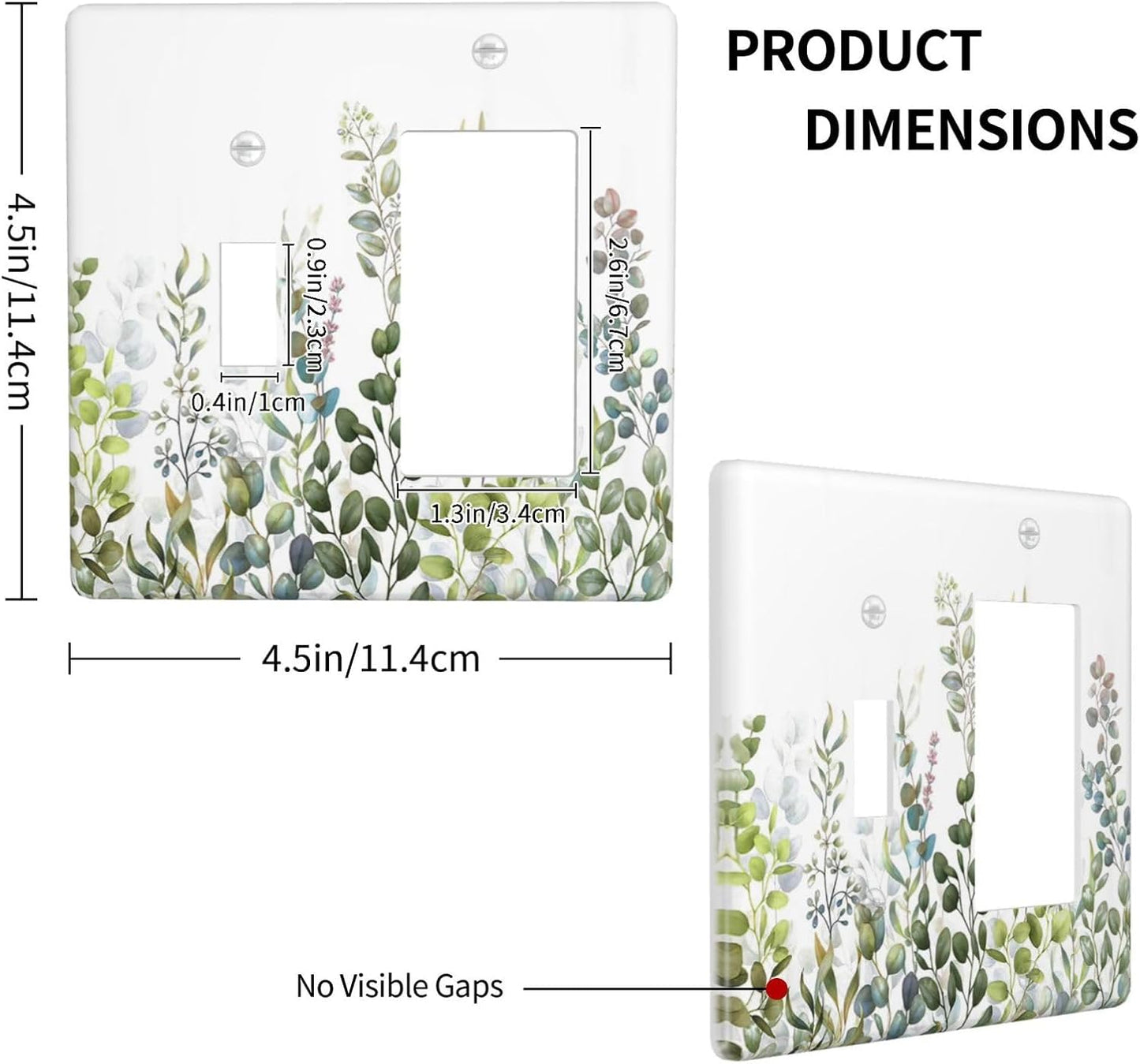 Green Eucalyptus Leaf Plant Herbs Springnature Outlet Covers 1 Toggle 1 Rocker Combination Decorative Wall Plate Electrical Switch Plates Light Switch Cover Plate for Bed Room Living Room Decor