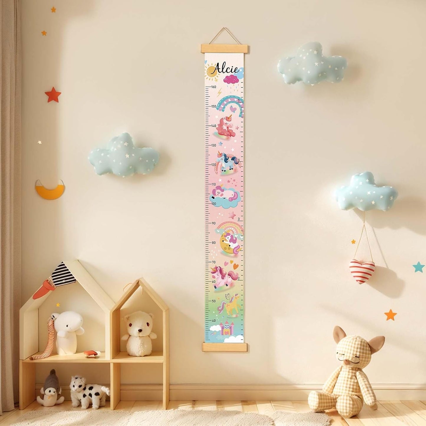 Personalize Name Growth Chart for Kids, Unicorn Kids Growth & Measuring Chart, Growth Chart for Wall, Height Measure Wall Chart Bedroom Nursery Wall Decoration,Playroom Essentials