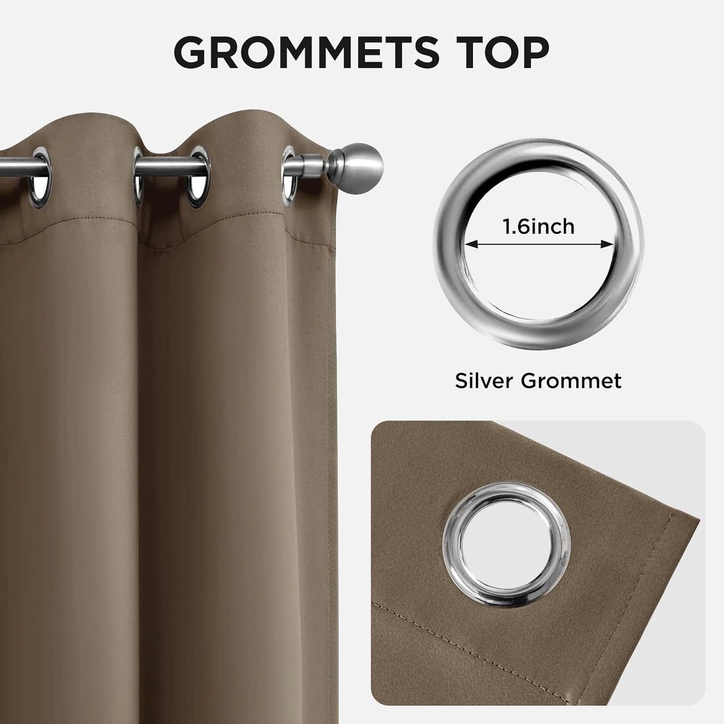 Joydeco Blackout Curtains 72 Inch Length 2 Panels Set, Thermal Insulated Long Drapes 2 Burg, Room Darkening Grommet Drapes for Living Room Bedroom Window