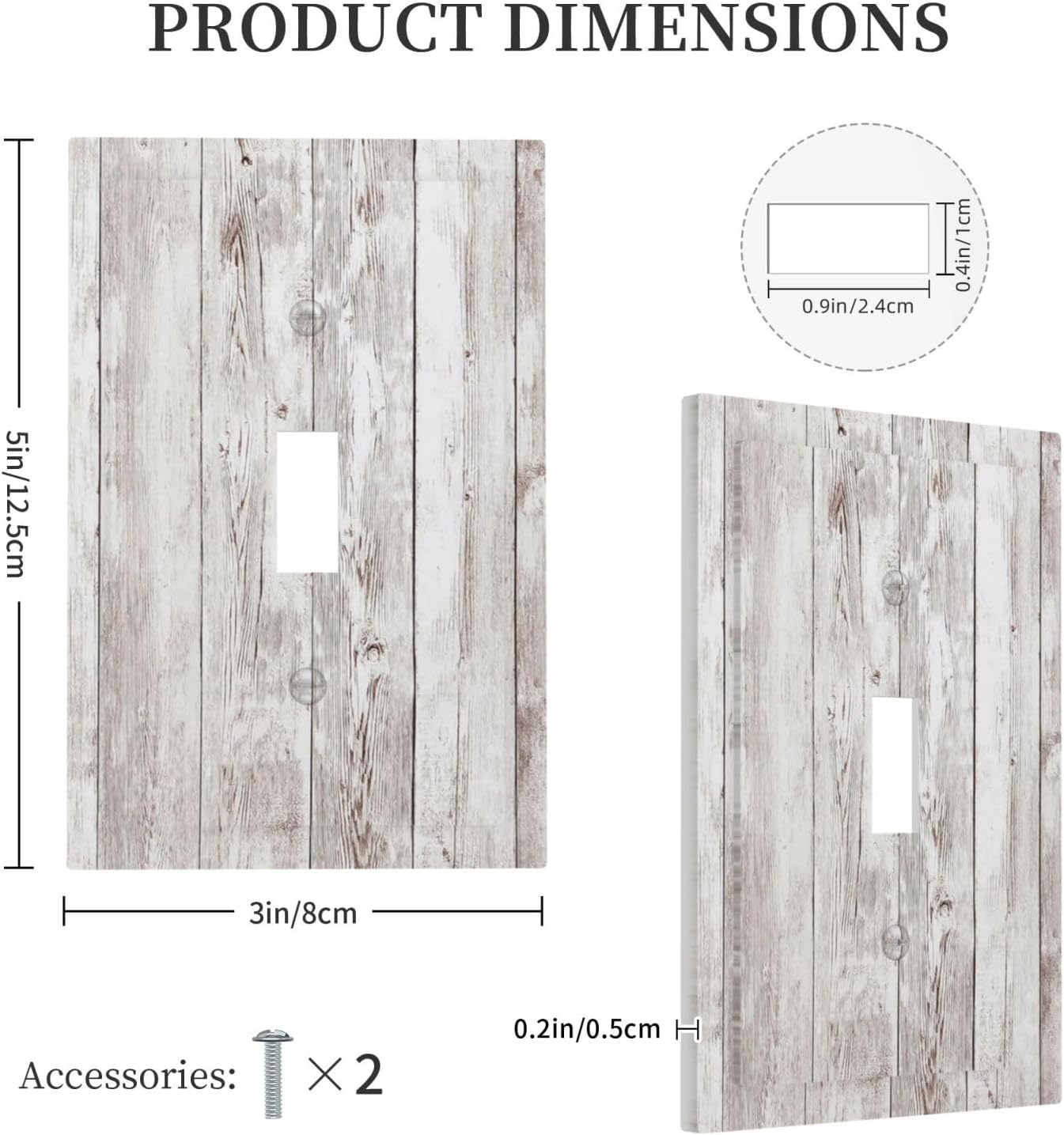 Decorative Light Switch Cover Rustic Vintage White Wood Grain 1 Gang Single Toggle Device Electrical Faceplate Switchplates Decorator Outlet Wall Plate for Farmhouse Home Decor