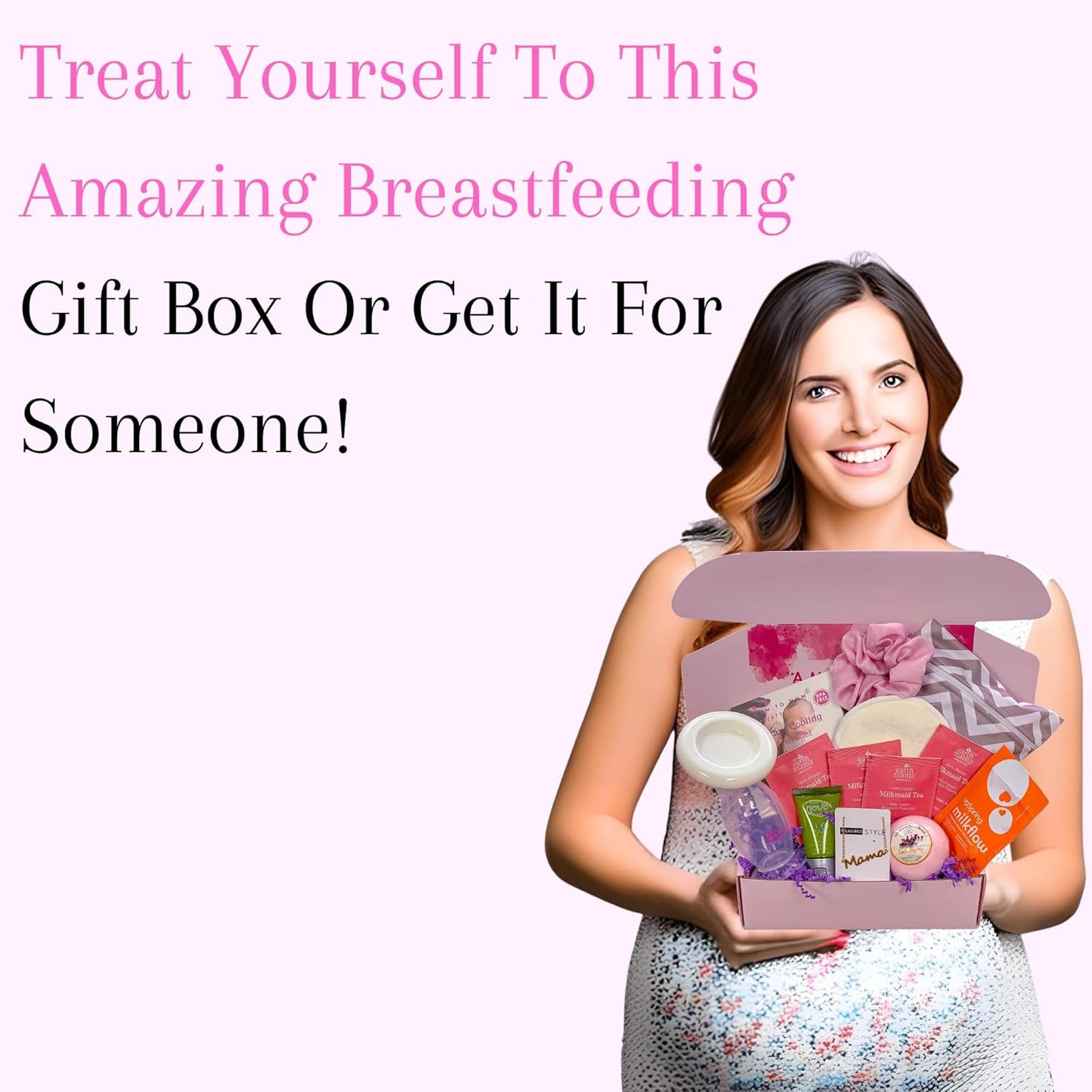 New Mom Postpartum Breastfeeding Essentials Kit for Nursing Mama, Lactation Tea, Silicone Breast Pump, Reusable Breast Pads, Pain Relief for Sore Cracked Nipples, Spa and Relaxation Basket Box Set