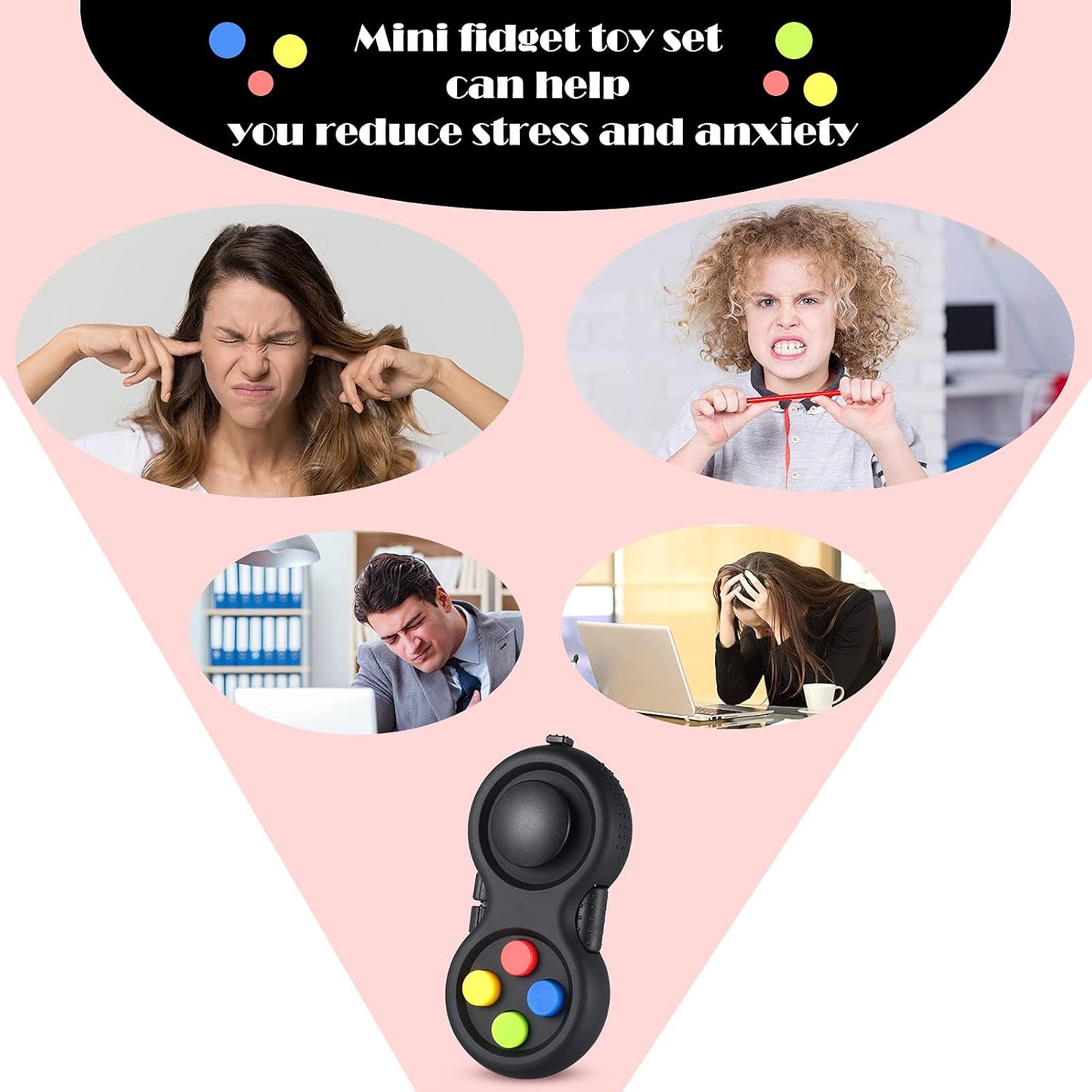 Skylety 6 Pieces Cam Fidget Pad Controller Relieve Anxiety Handheld Mini Handheld Fidget Pad Fidget Controller Stress Reducer for Adult Relieve Stress(Mixed Colors)