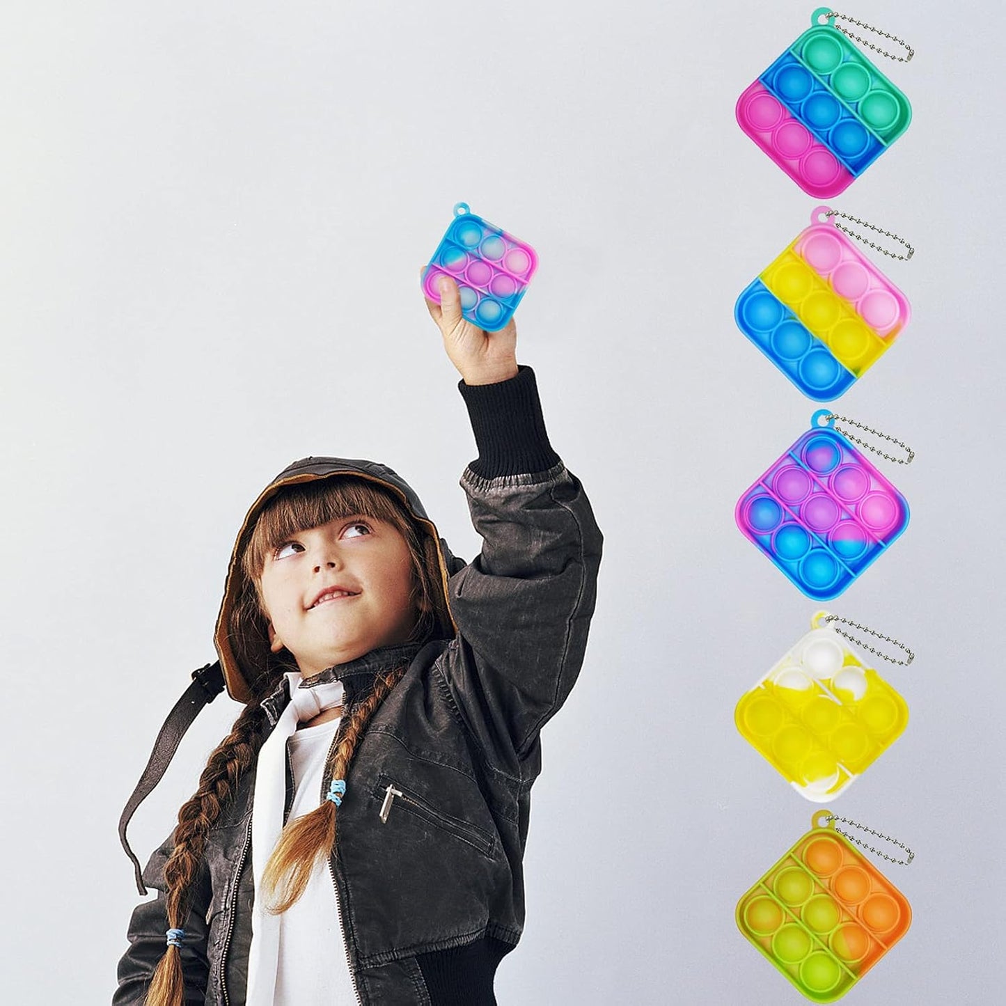 30 Pcs Mini Pop Bubble Fidget Toys, Silicone Keychain Small Pop Bulk for Party Favors, Classroom Prizes, Reliever Hand Toy Goodie Bag Stuffers Halloween Christmas Birthday Gifts for Kids Students