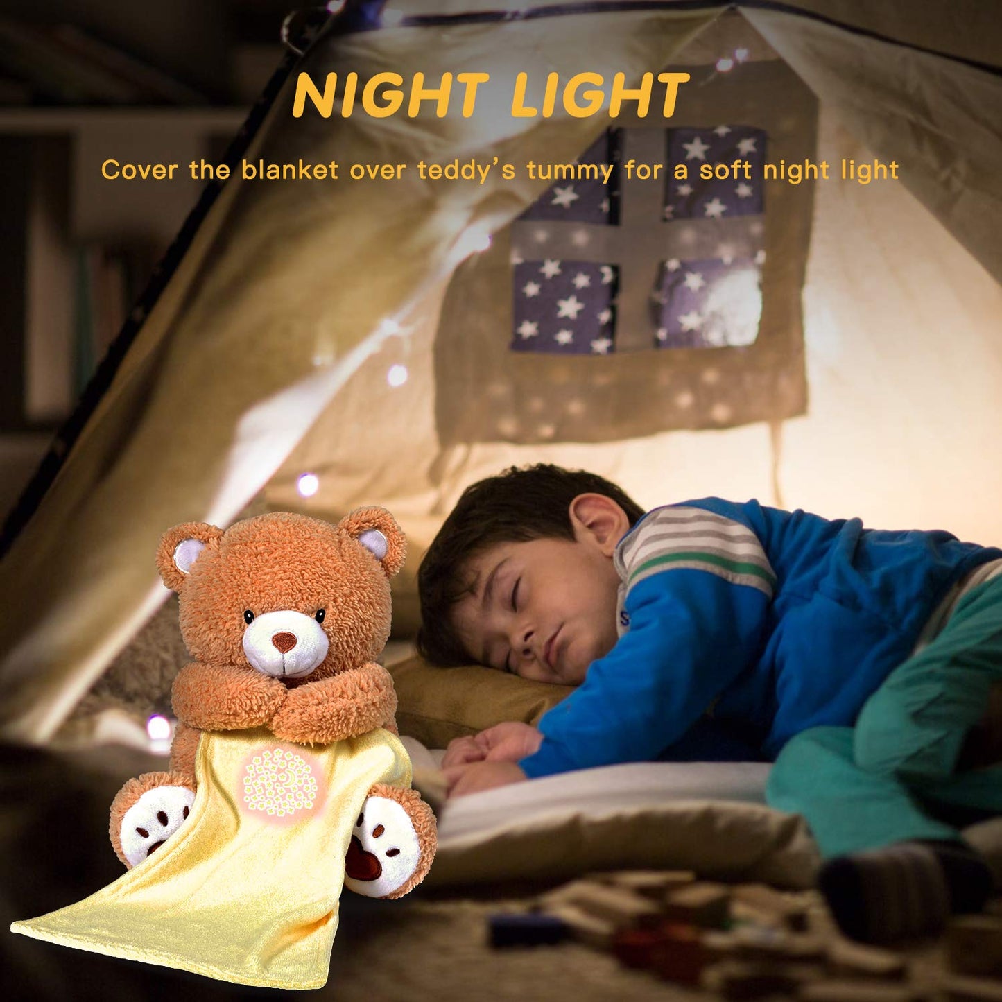BEREST Baby Sleep Soother Bear, Mom's Heartbeat & Lullabies White Noise Machine, Nursery Decor Night Light Projector, Toddler Crib Sleeping Aid, Newborns Shower Gifts Portable Teddy
